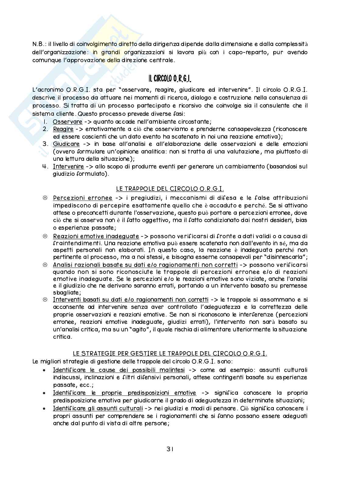 Riassunto esame Interventi psicologici per le organizzazioni, Prof. Galuppo Laura, libro consigliato La consulenza di processo. Progettare un intervento psicologico , Schein, Berti Pag. 31