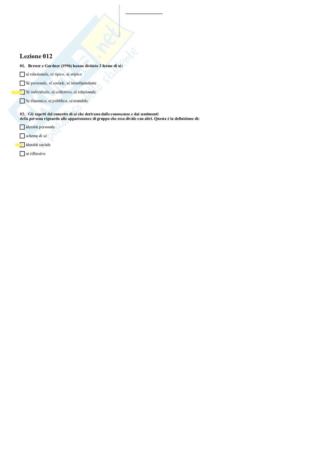 Psicologia sociale - paniere compilato domande chiuse Pag. 16
