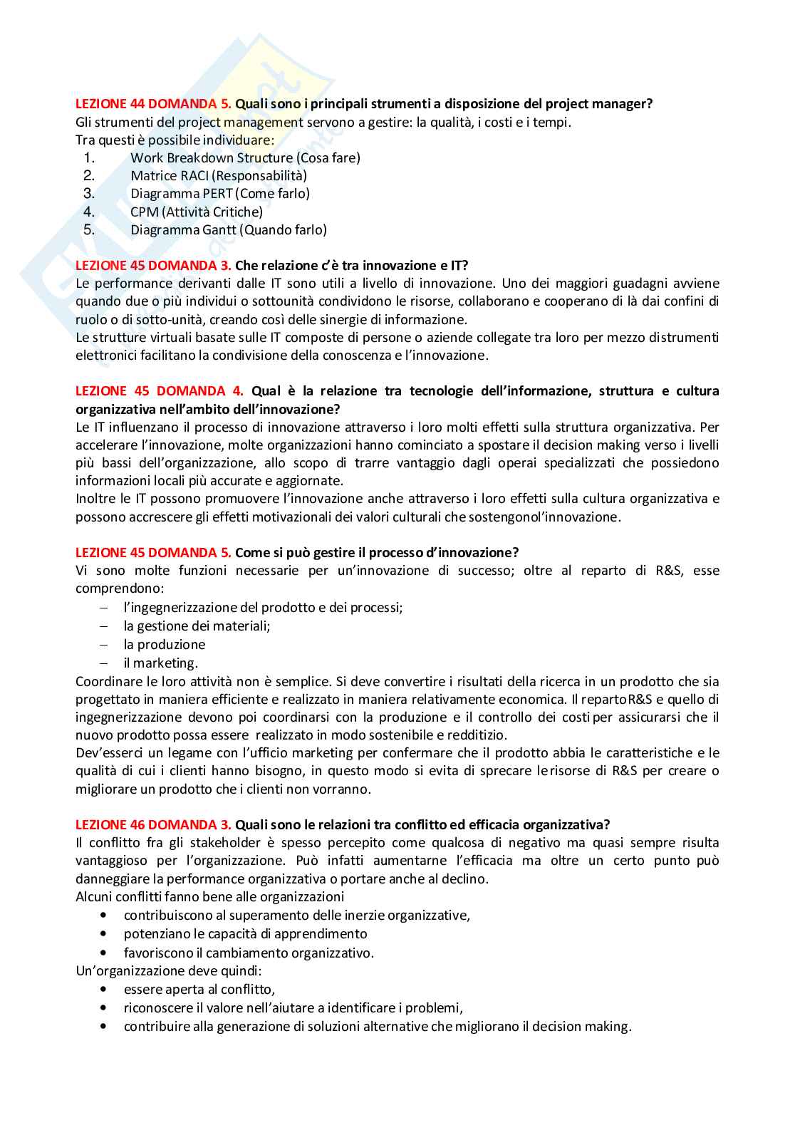 Paniere Organizzazione aziendale (scienze della comunicazione) - risposte aperte Pag. 21