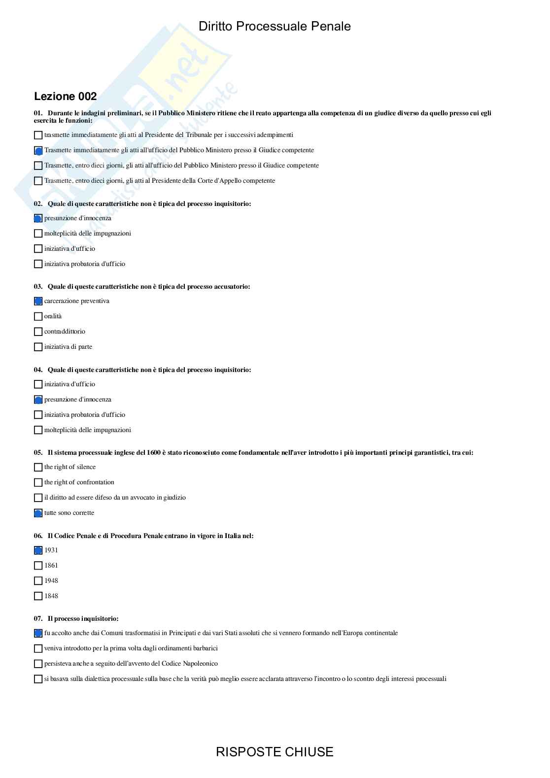 Diritto processuale penale, servizi giuridici - Paniere compilato Pag. 2