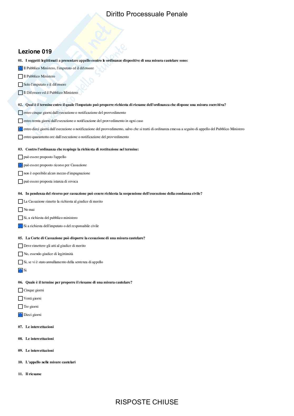 Diritto processuale penale, servizi giuridici - Paniere compilato Pag. 41