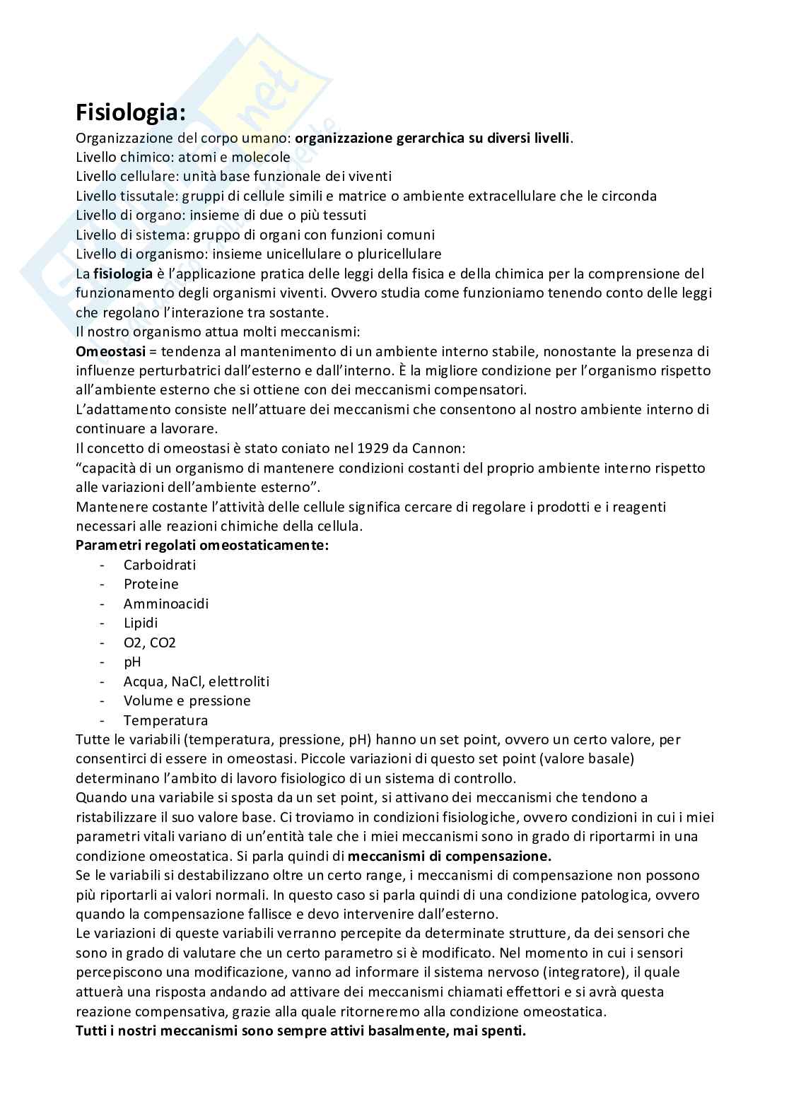 Fisiologia generale Pag. 1