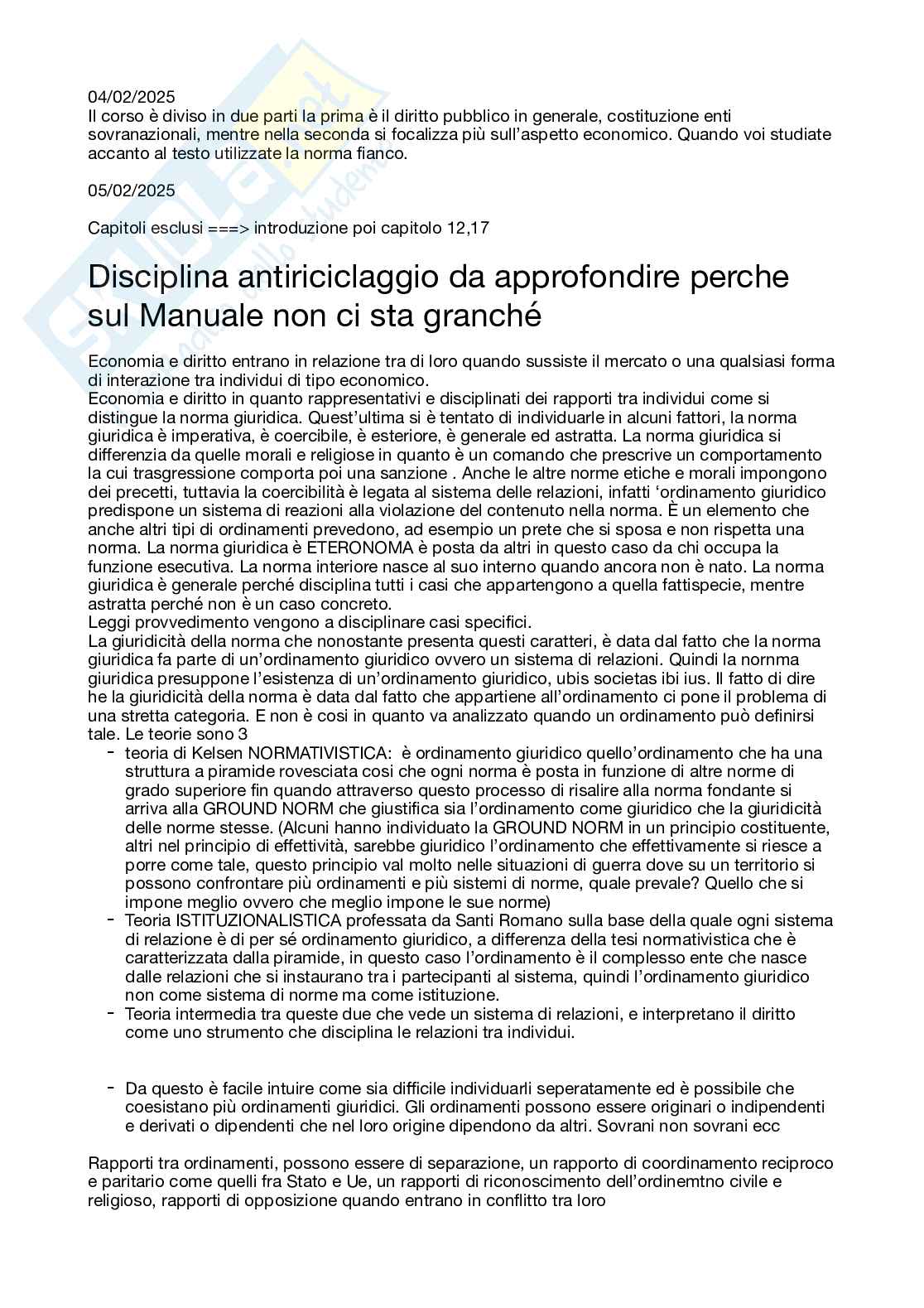 Appunti Diritto pubblico dell'economia + Diritto costituzionale   Pag. 1