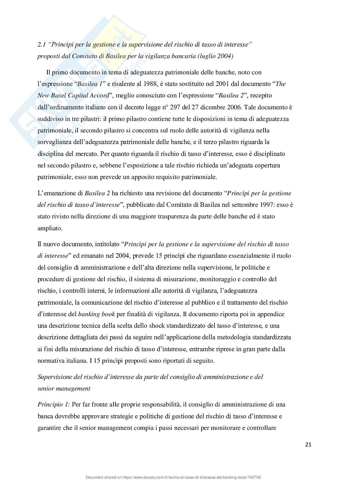 Rischio di tasso di interesse del banking book Pag. 21