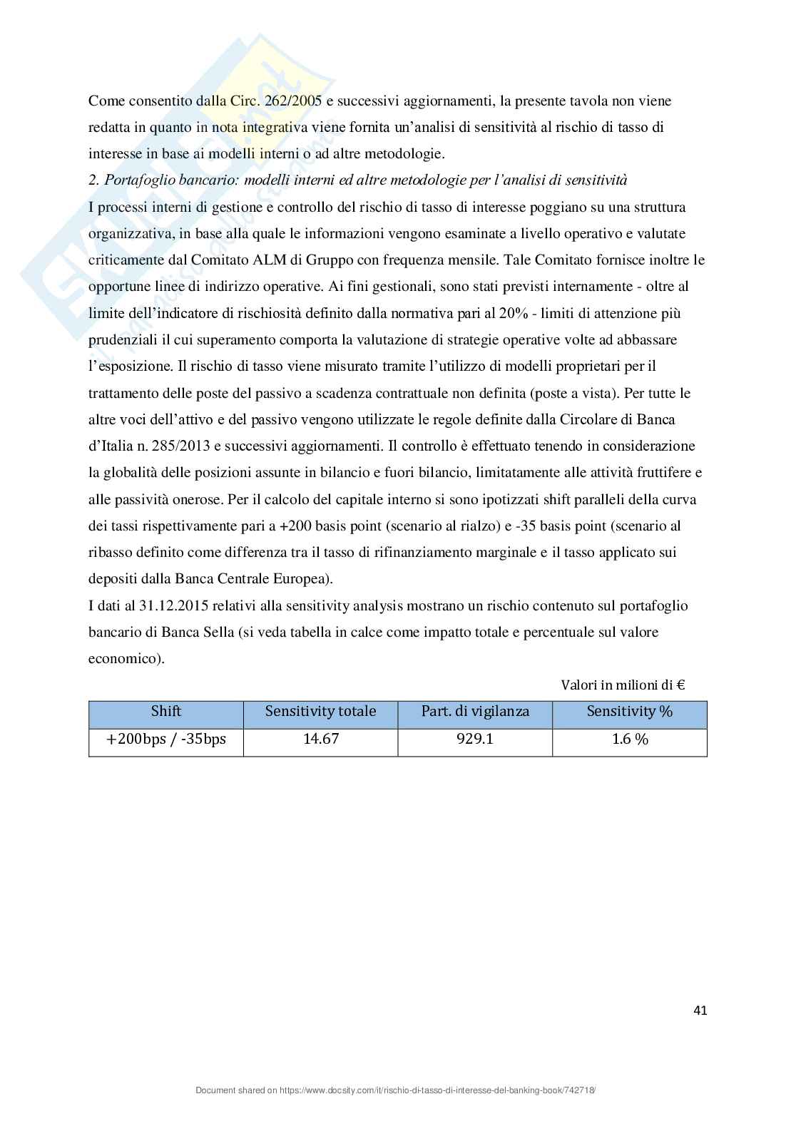 Rischio di tasso di interesse del banking book Pag. 41