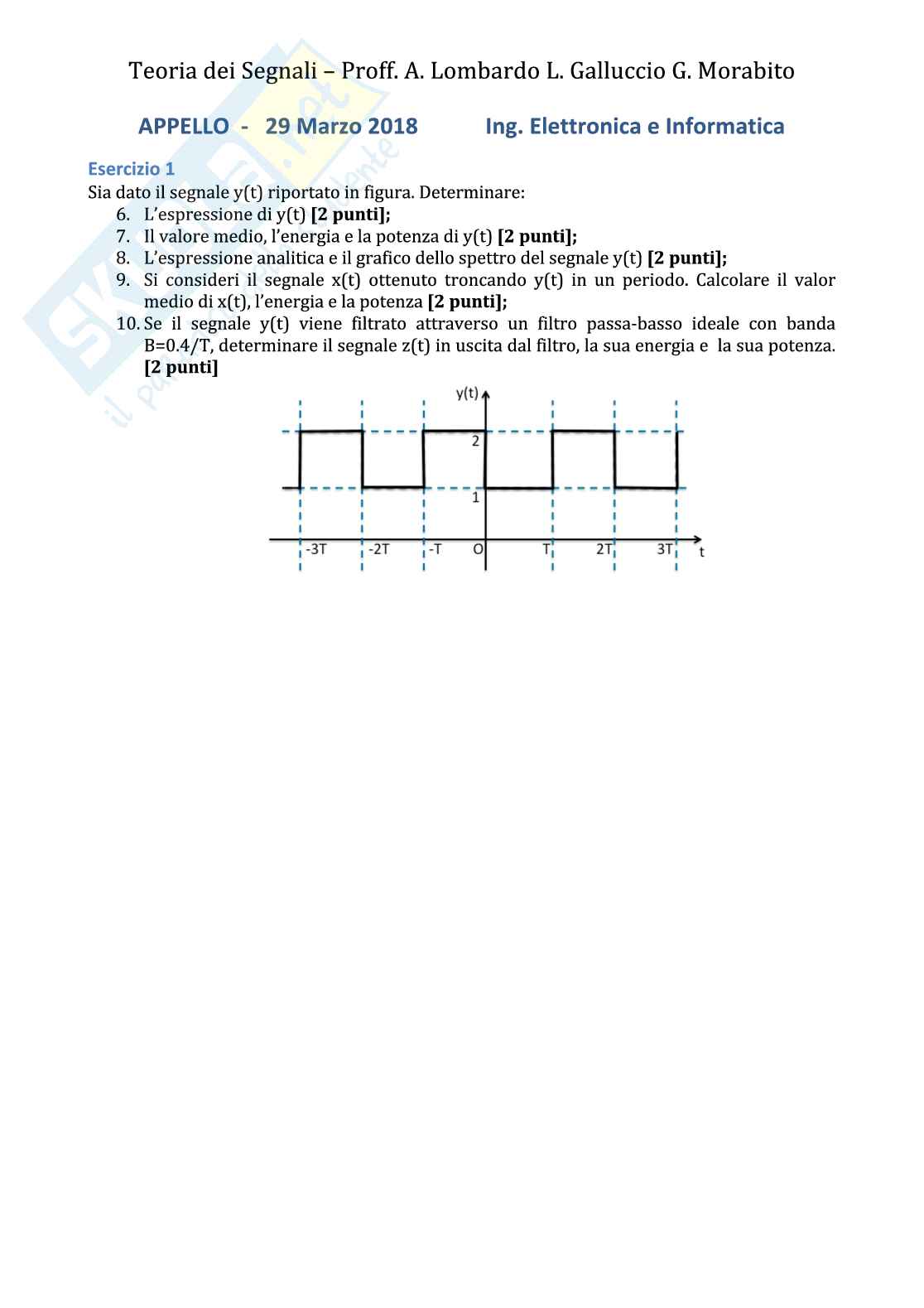 Esercizi di Teoria dei segnali  sui segnali determinati - Parte 1 Pag. 21