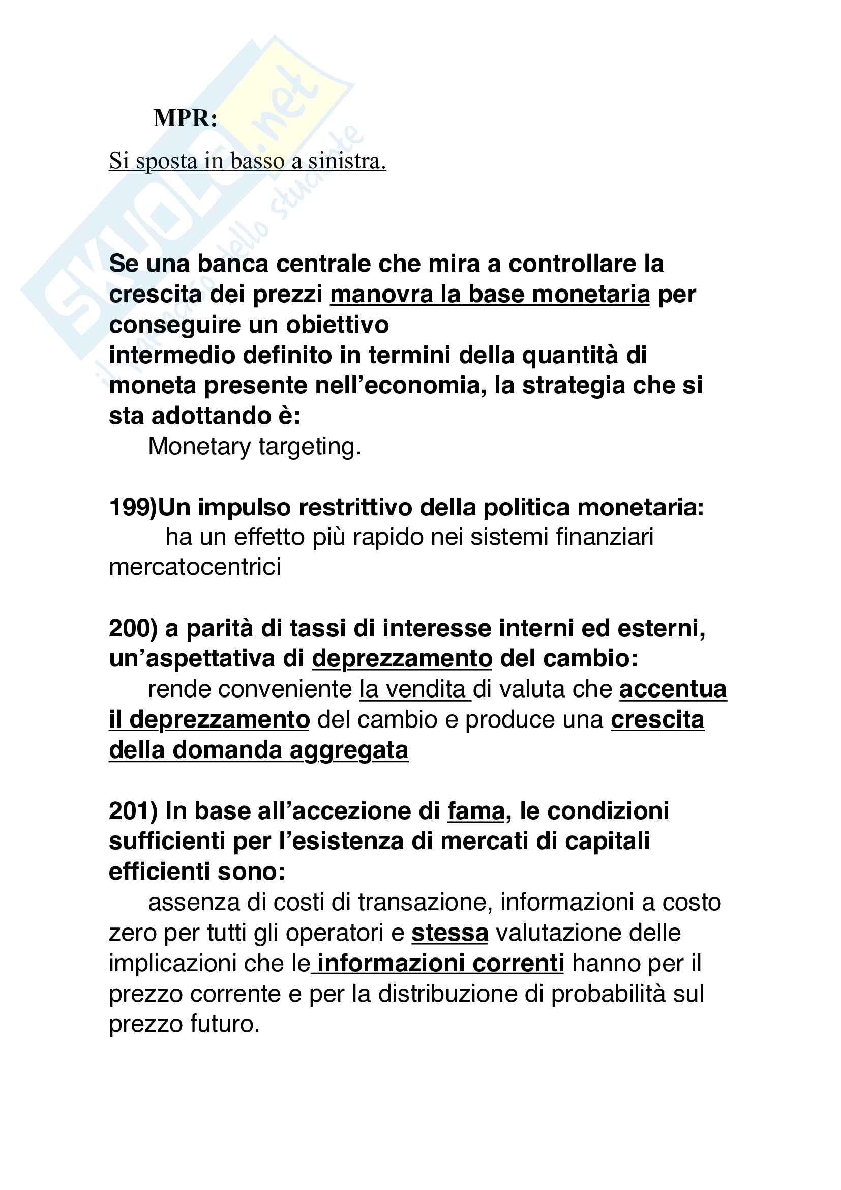150 Domande a risposta multipla politica monetaria Ciccarone Pag. 2