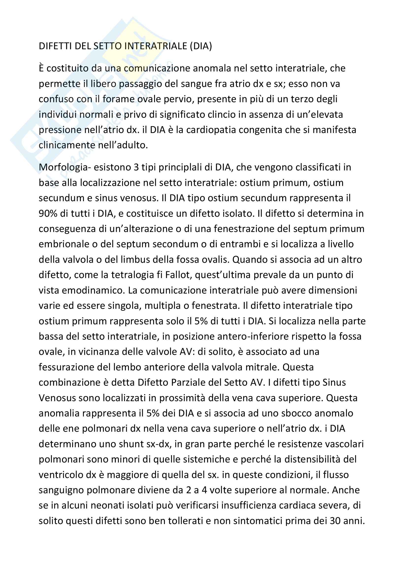 Anatomia patologica - Difetti del setto interatriale Pag. 1