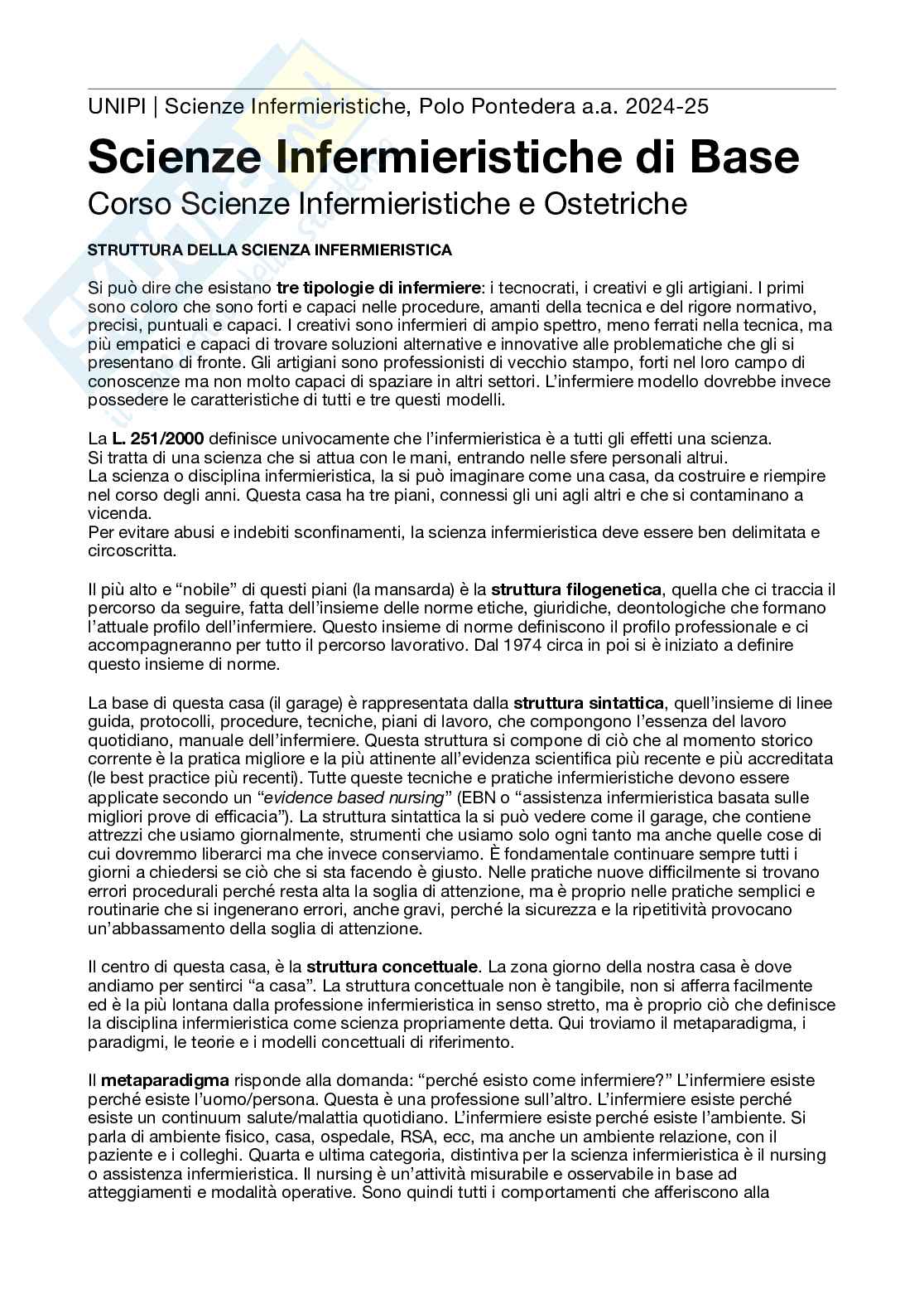 Scienze infermieristiche e ostetriche di base Pag. 1