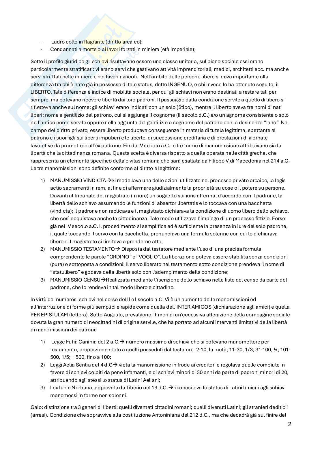 Riassunto esame Istituzioni di diritto romano, Prof. Cassarino Alessandro, libro consigliato Manuale di diritto diritto privato romano, Petrucci Pag. 2