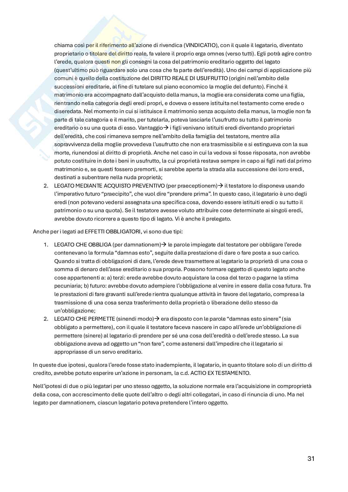 Riassunto esame Istituzioni di diritto romano, Prof. Cassarino Alessandro, libro consigliato Manuale di diritto diritto privato romano, Petrucci Pag. 31