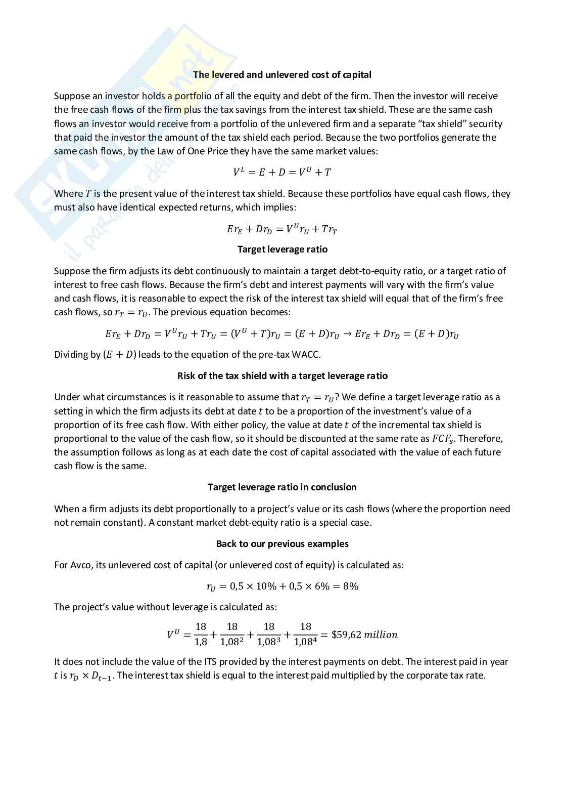 Corporate finance - Appunti completi (ENG) Pag. 36