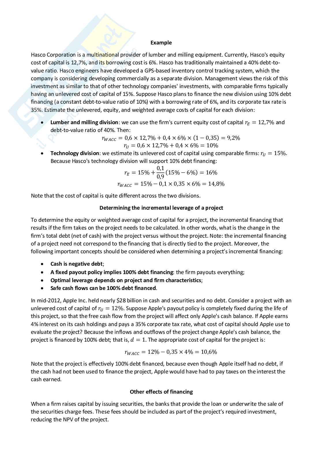 Corporate finance - Appunti completi (ENG) Pag. 41