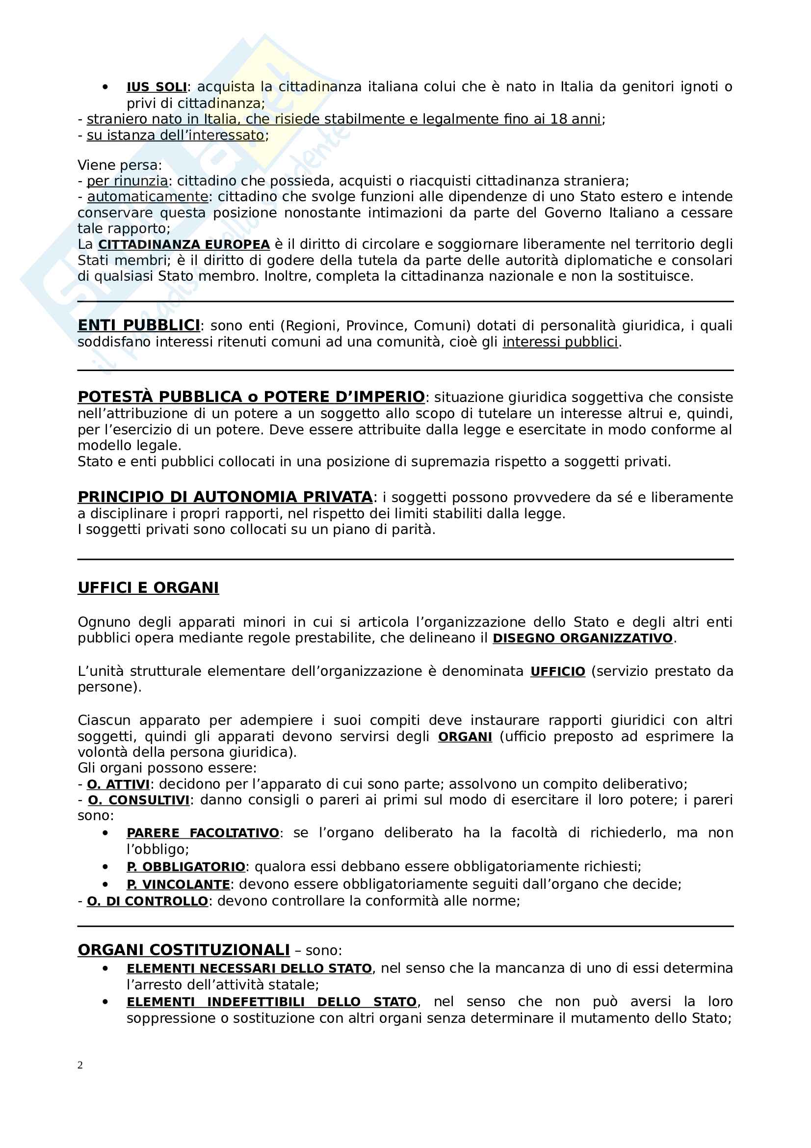 Riassunto esame Istituzioni di diritto pubblico, prof. Di Plinio, libro consigliato Diritto Pubblico, Bin Pitruzzella Pag. 2