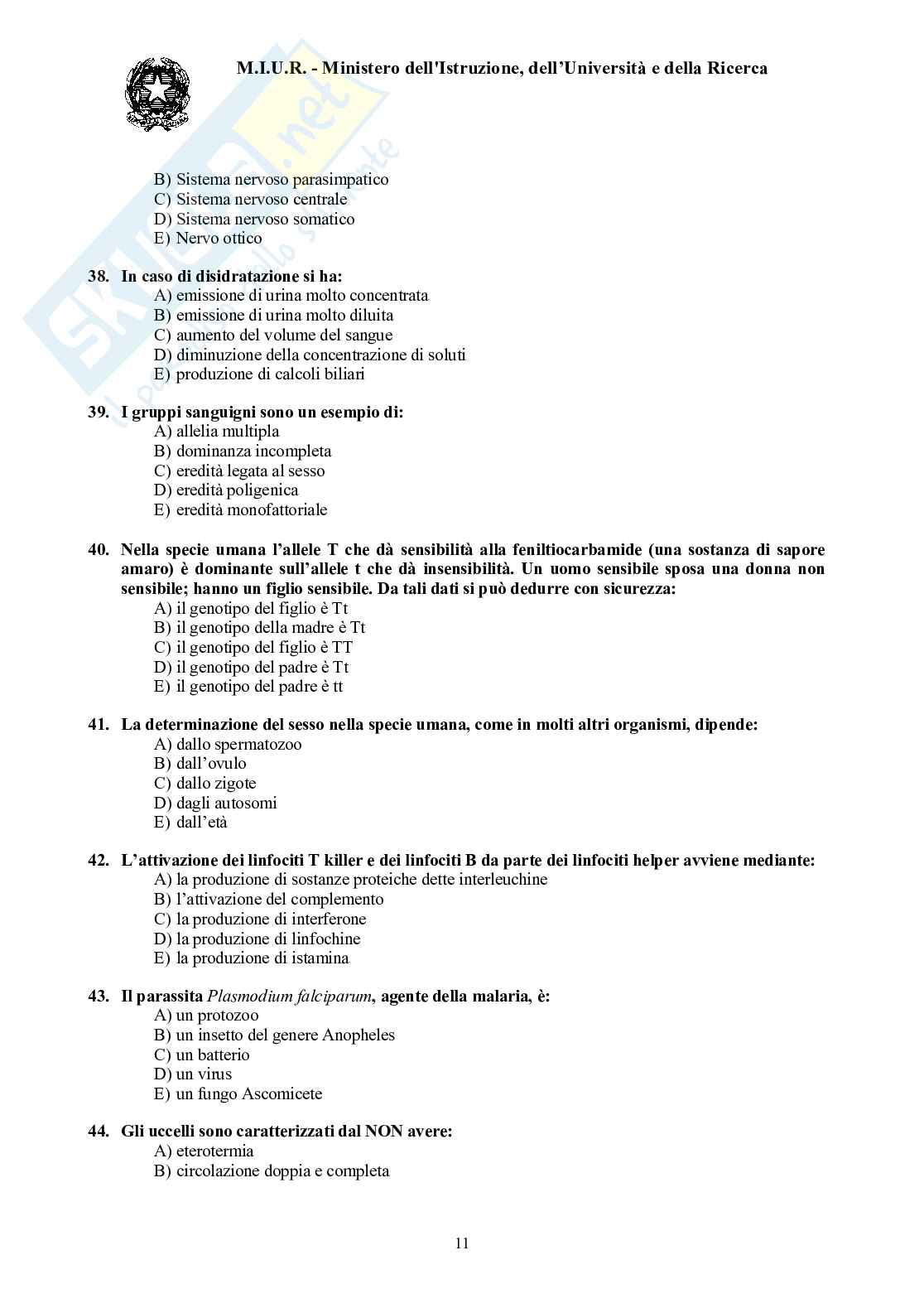 2003 Medicina: test di ammissione Pag. 11