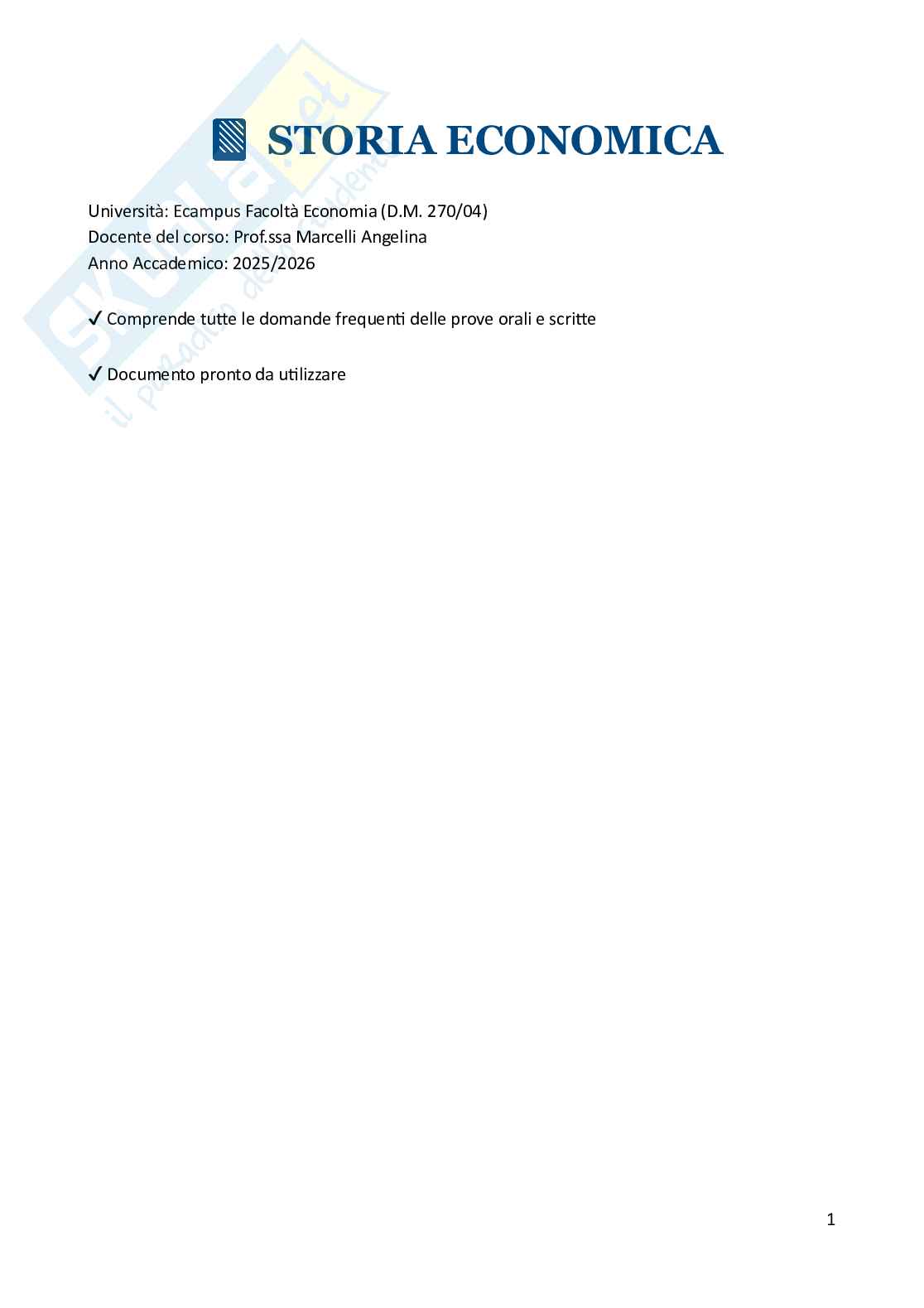 Storia economica – Paniere risposte aperte completo (135) – A.A. 2025/2026 Pag. 1