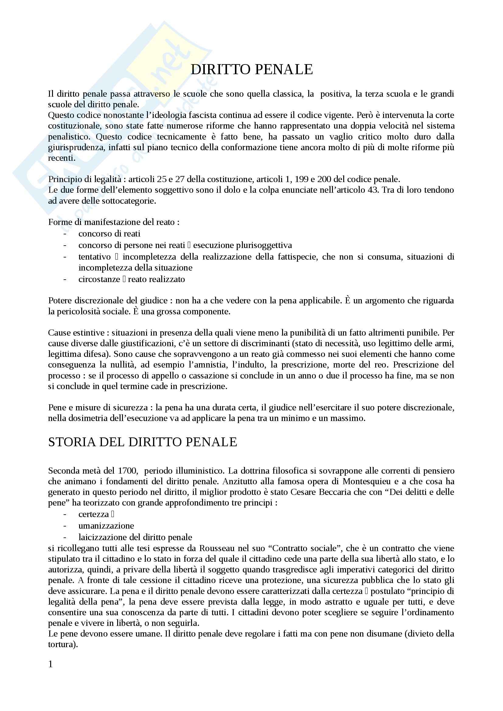 Lezioni, Diritto penale I Pag. 1