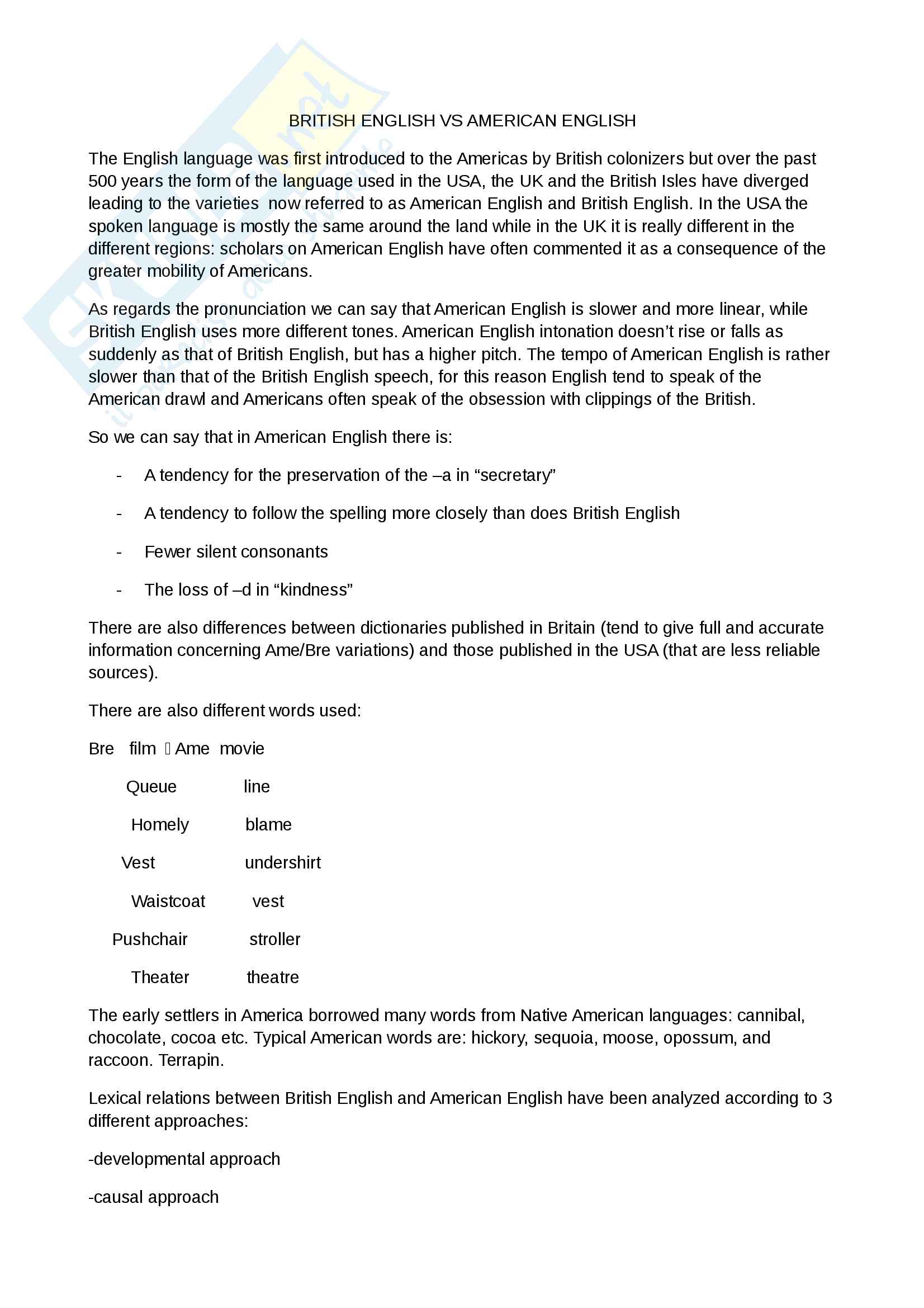 Appunto 3 british english vs american english Pag. 1