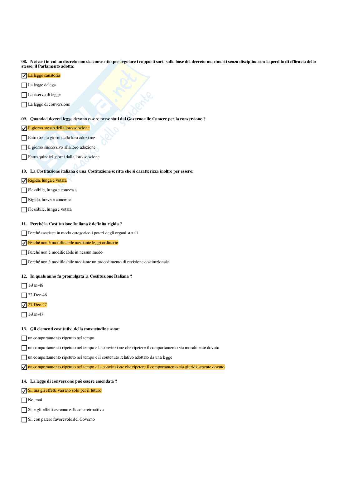 Paniere Istituzione di diritto pubblico (2026) - Risposte multiple corrette Pag. 11
