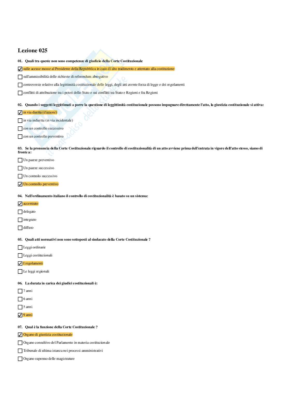 Paniere Istituzione di diritto pubblico (2026) - Risposte multiple corrette Pag. 36