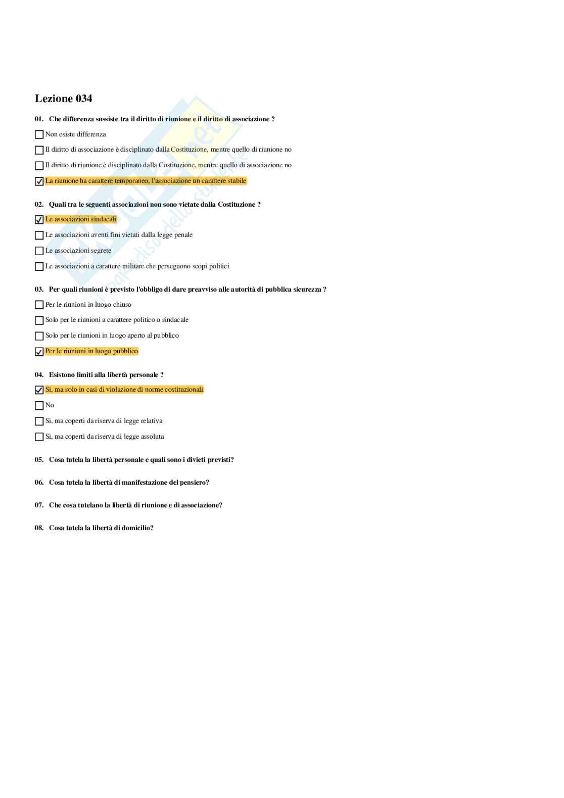 Paniere Istituzione di diritto pubblico (2026) - Risposte multiple corrette Pag. 46