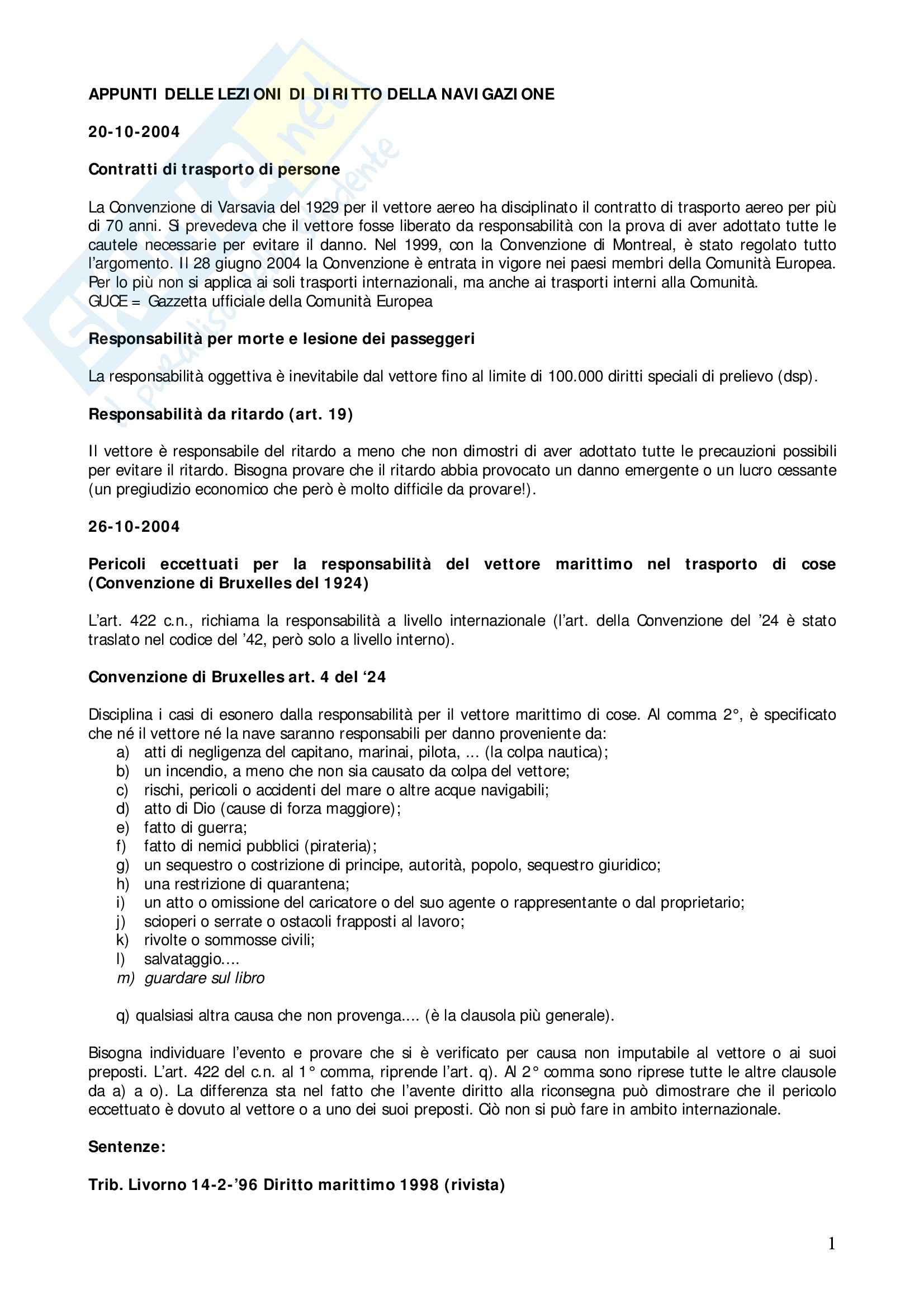 Diritto della navigazione - Appunti Pag. 1