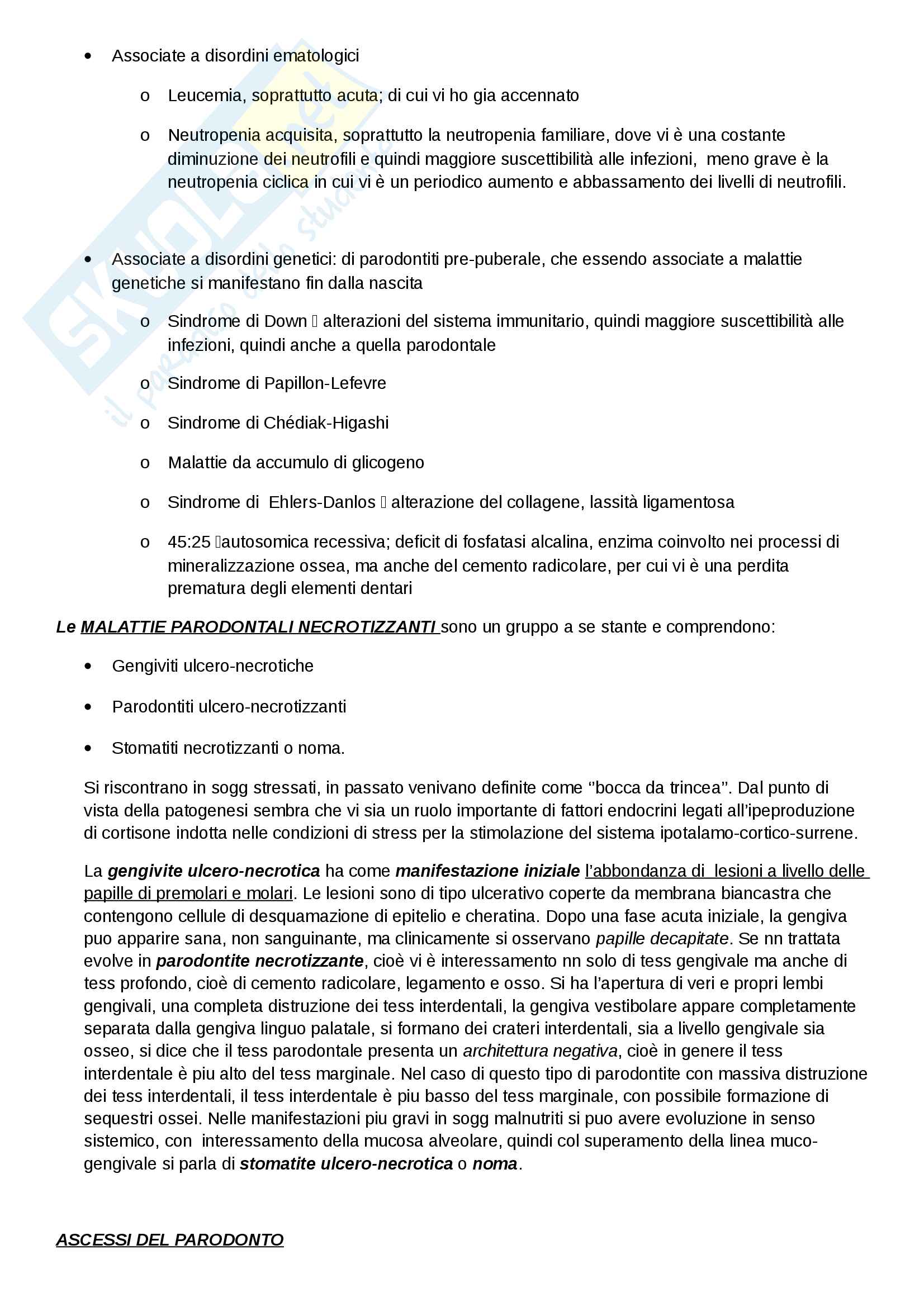 Classificaz. e eziologia della malattia parodontale Pag. 6