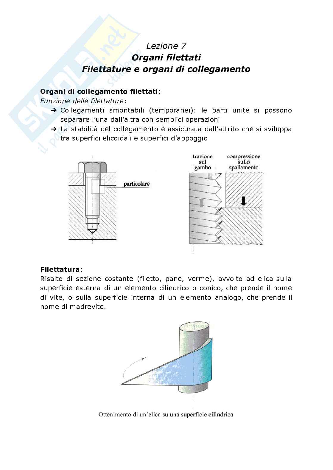 Lezione 7 - Organi filettati Pag. 1