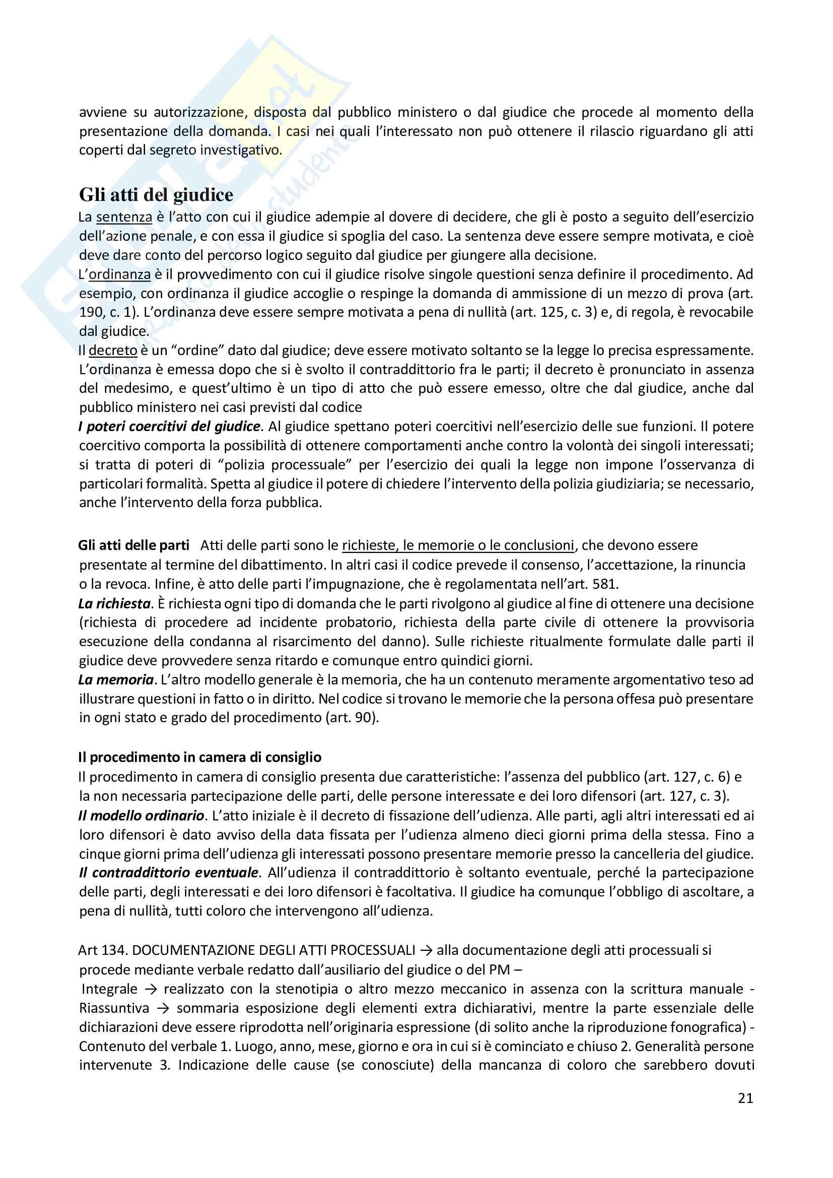 Riassunto esame diritto di procedura penale, prof. Deganello, libro consigliato Scaparone, vol 1 e 2 Pag. 21