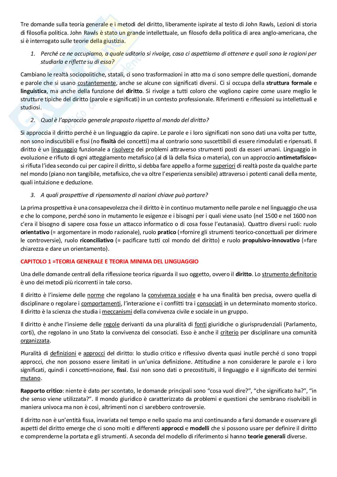 Riassunto esame Teoria generale e metodi del diritto, Prof. Forni Lorena, libro consigliato Il diritto e i suoi strumenti. Un percorso di teoria generale., Lorena Forni Pag. 2
