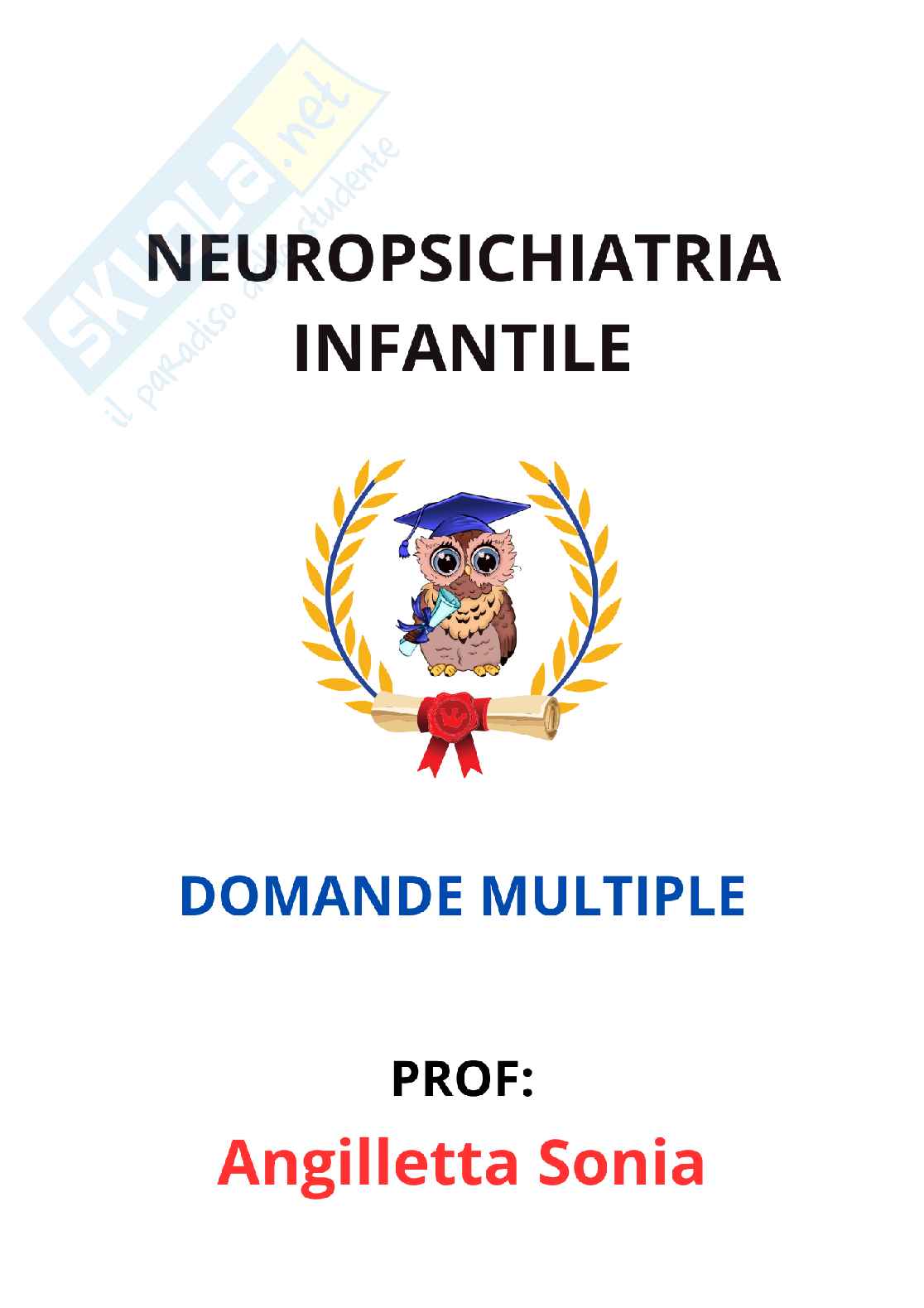 Paniere Neuropsichiatria infantile - Risposte multiple - aggiornato (2026) Pag. 1