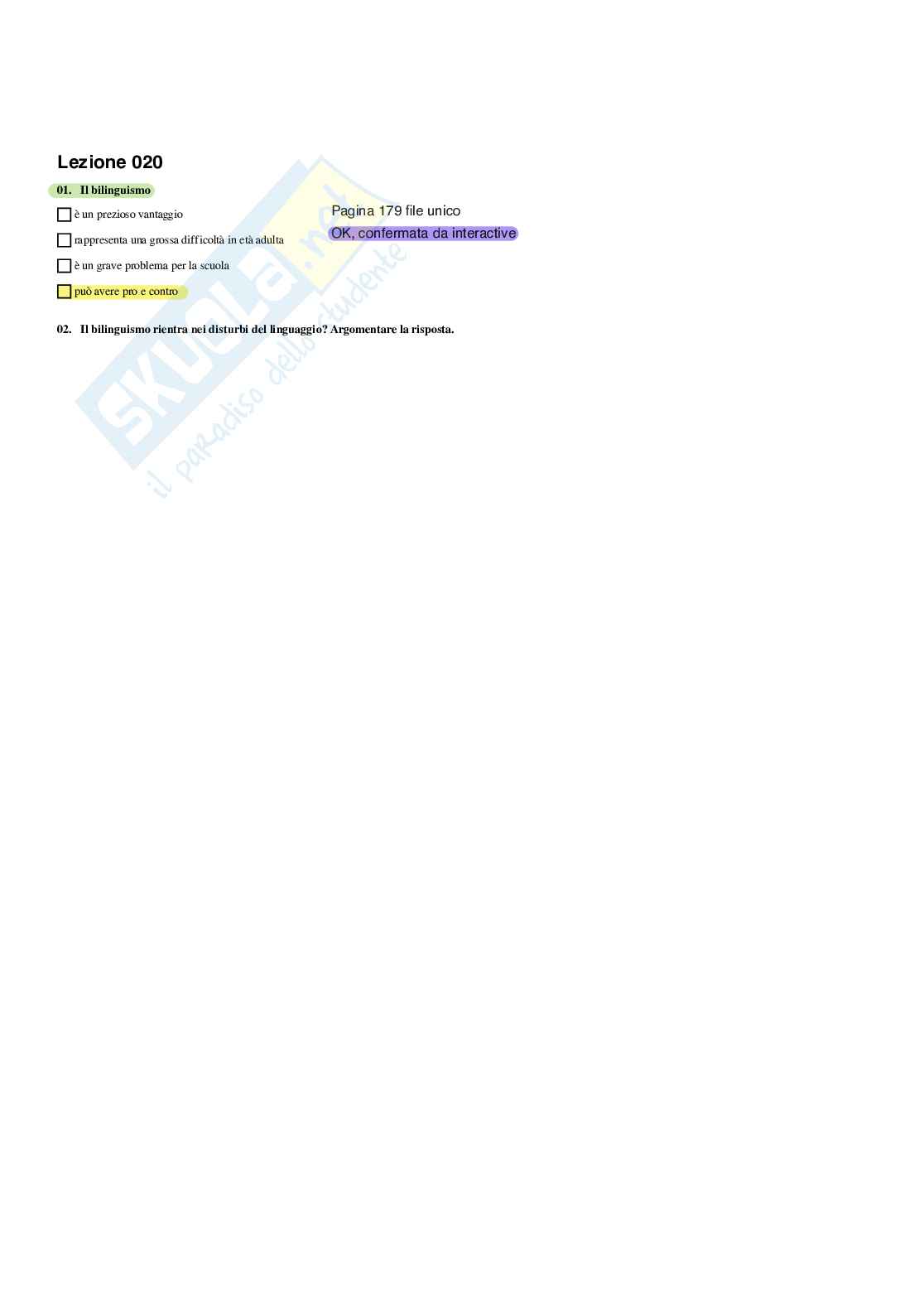 Paniere Neuropsichiatria infantile - Risposte multiple - aggiornato (2026) Pag. 21