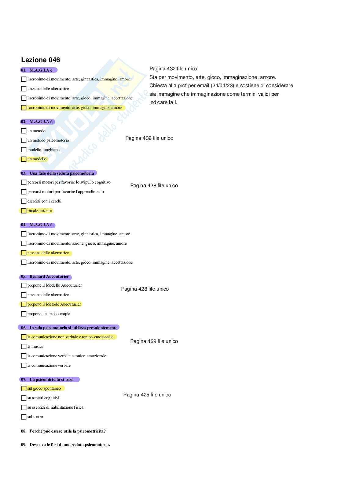 Paniere Neuropsichiatria infantile - Risposte multiple - aggiornato (2026) Pag. 46