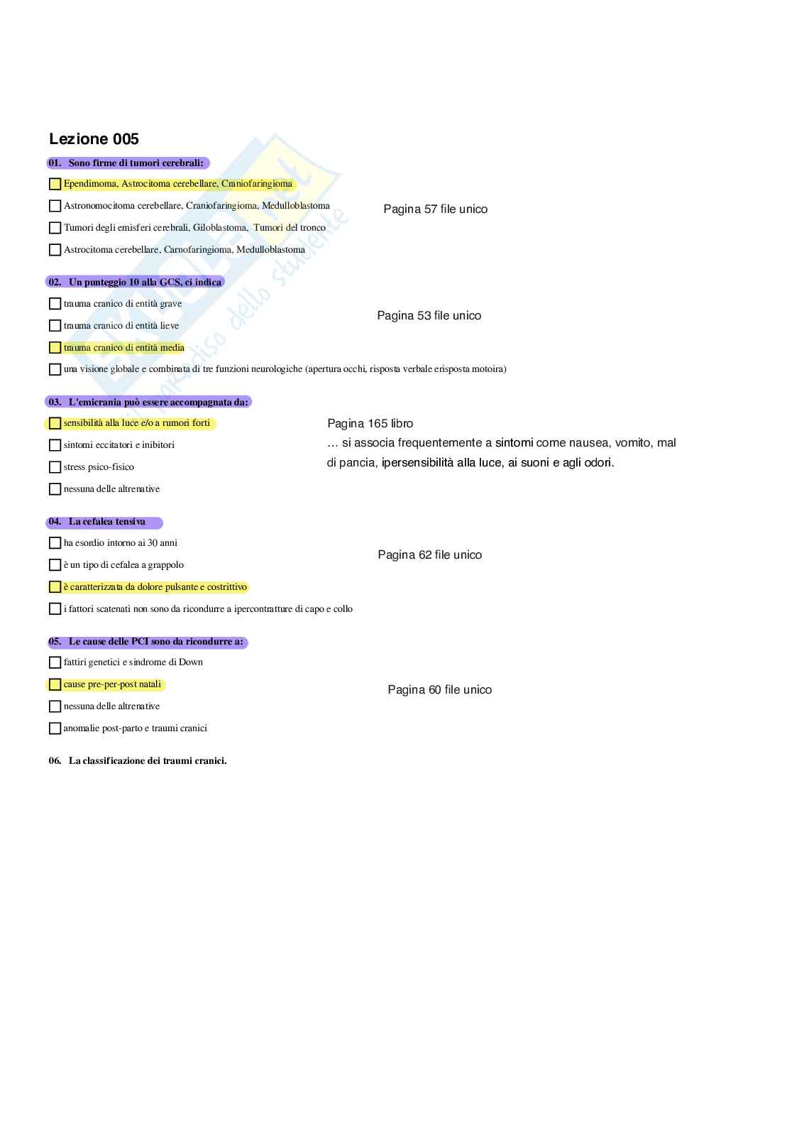 Paniere Neuropsichiatria infantile - Risposte multiple - aggiornato (2026) Pag. 6