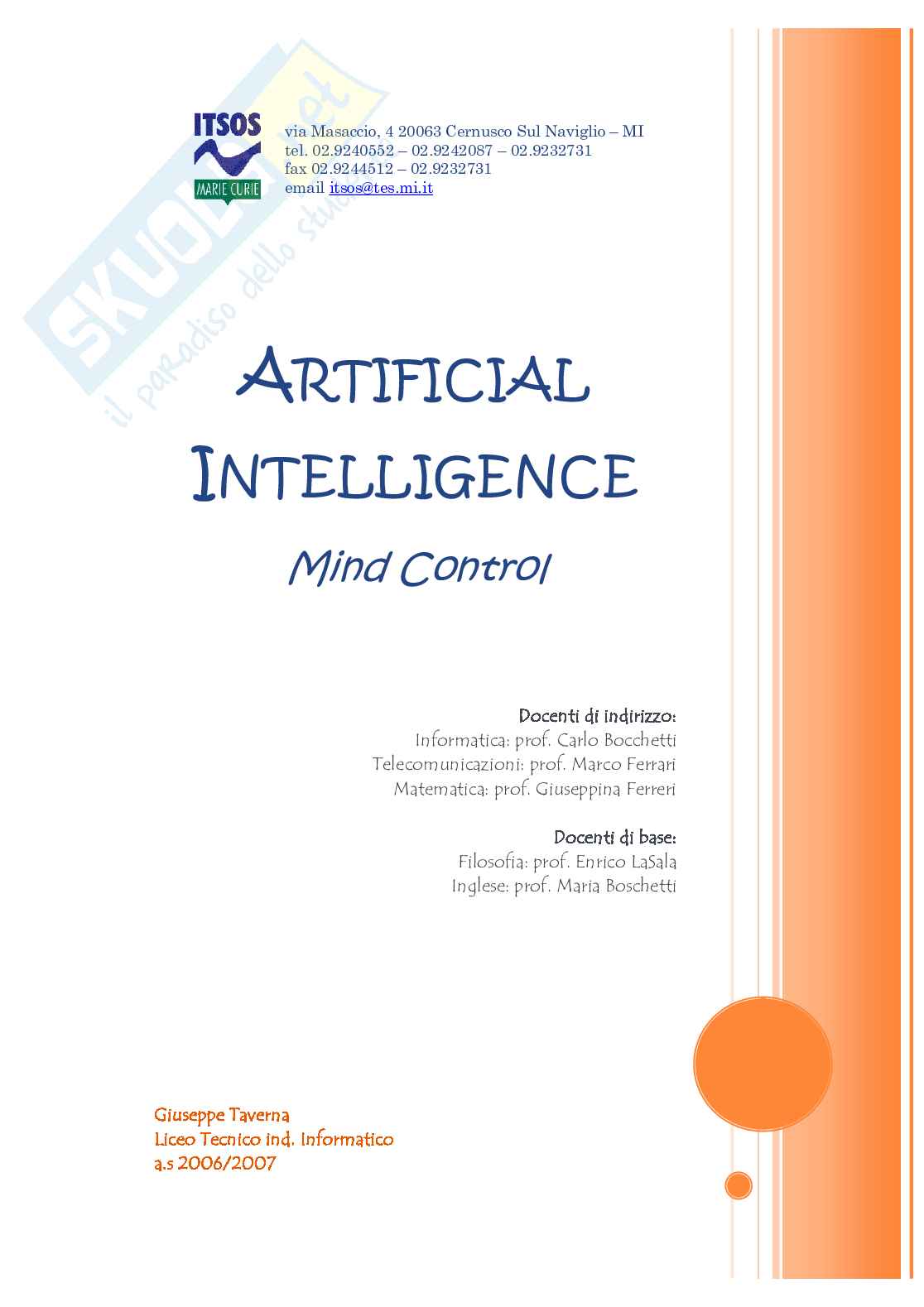 Artificial Intelligence: Mind Control Pag. 1