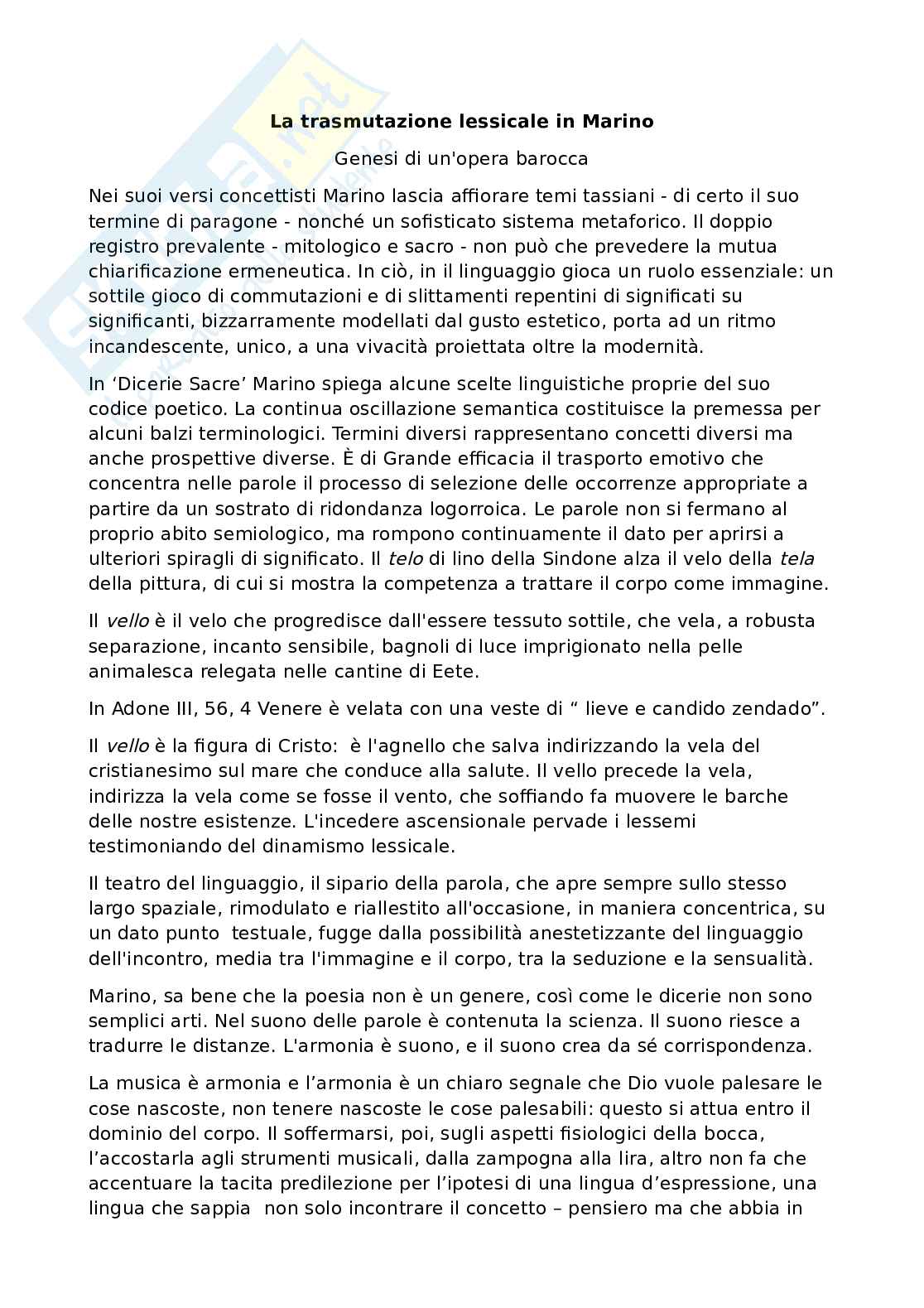 Appunti relativi ai video 11 e 12 di Letteratura italiana 2 Pag. 1