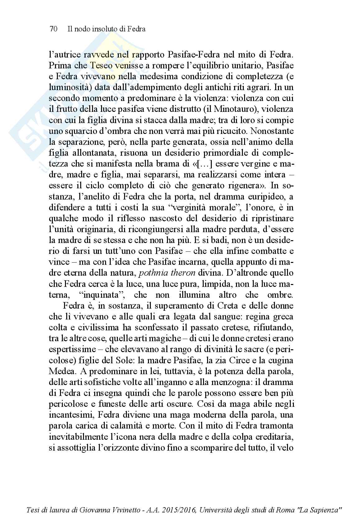 Il nodo insoluto di Fedra. L'irradiazione letteraria del mito di Fedra attraverso i drammi antichi di Euripide e di Seneca e le riscritture moderne di Nadia Fusini e di Patrizia Valduga Pag. 66