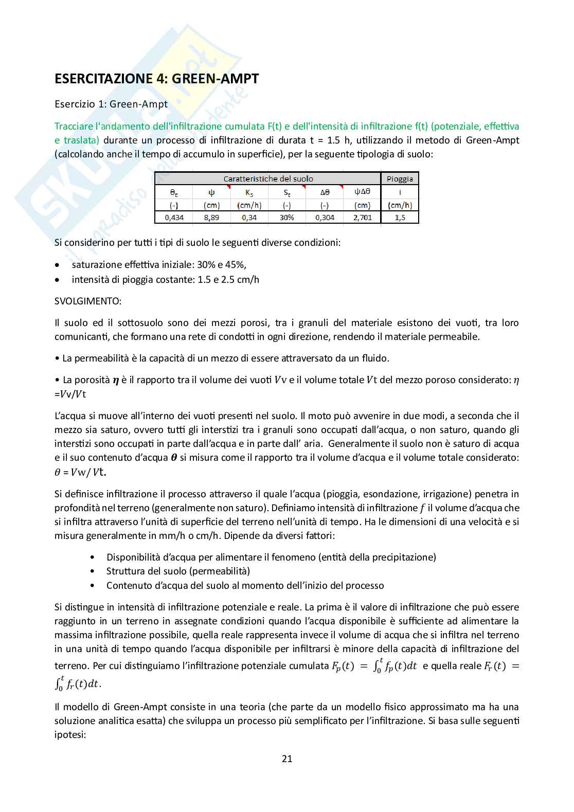 Relazione da consegnare per svolgere l'esame di Idrologia e infrastrutture idrauliche Pag. 21