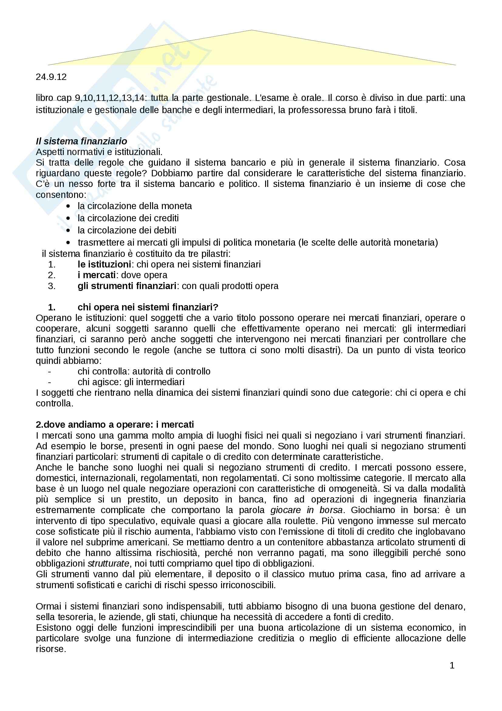 Appunti di economia e tecnica bancaria Pag. 1