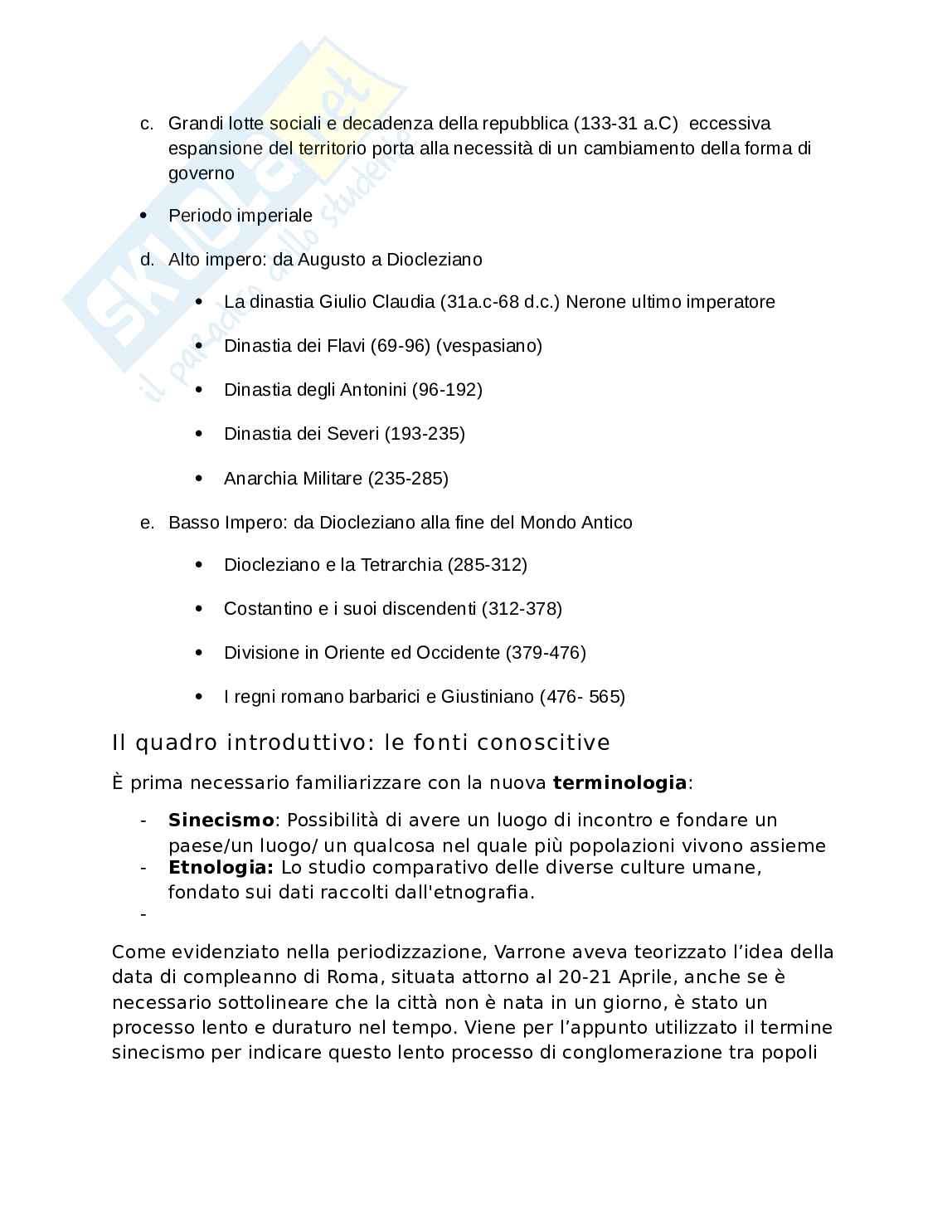 Storia romana - Introduzione e fonti  Pag. 2