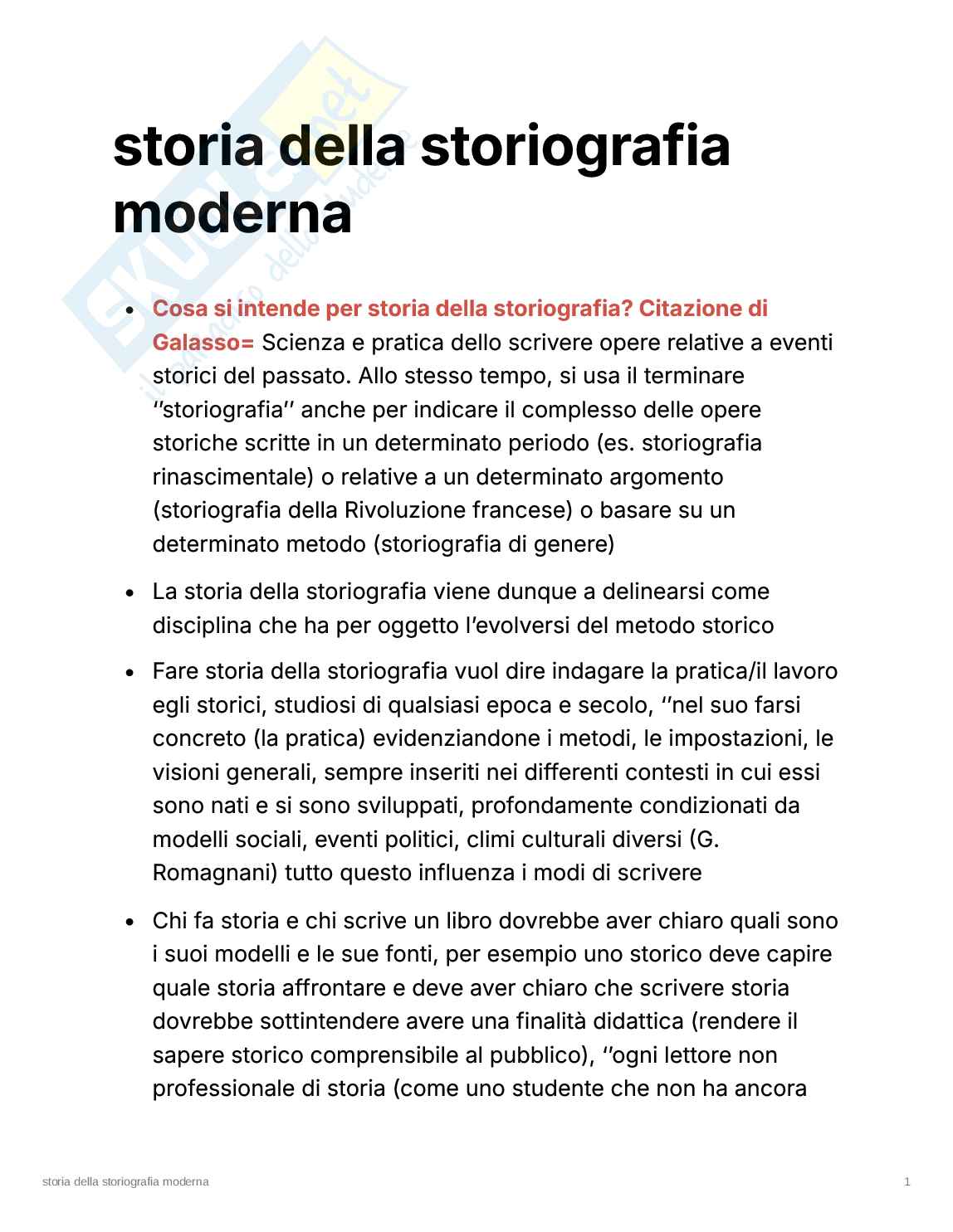 Storia della storiografia Pag. 1