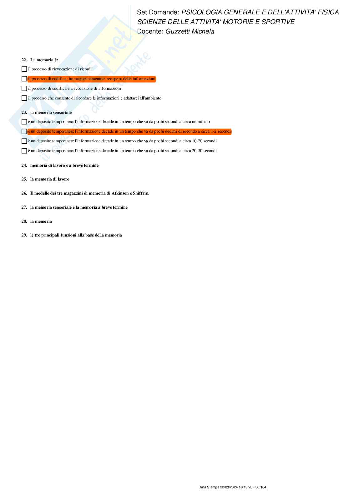 Paniere nuovo di Psicologia generale e dell'attività fisica Pag. 36