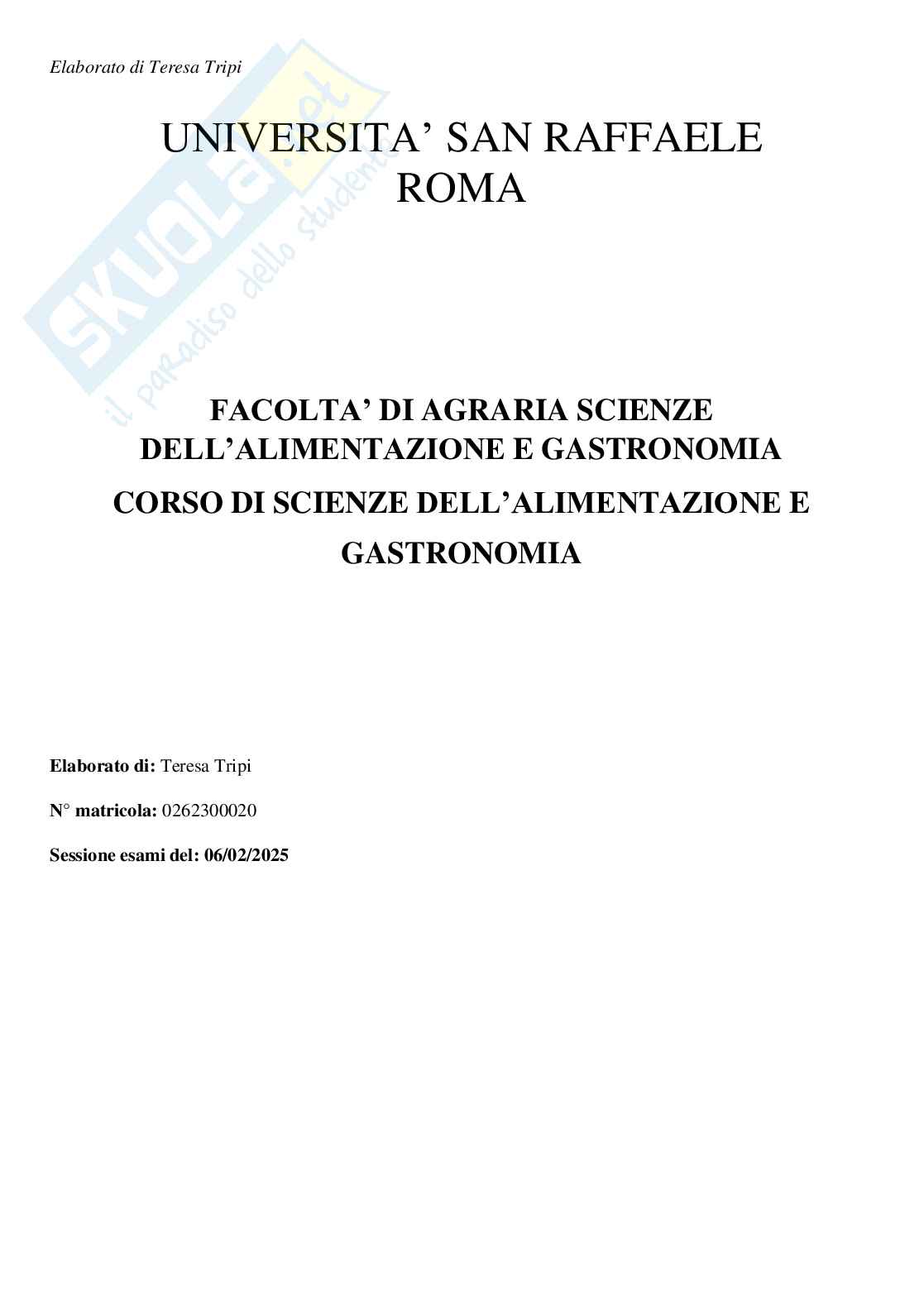 Elaborato completo – Scienze e tecnologie degli alimenti Pag. 1