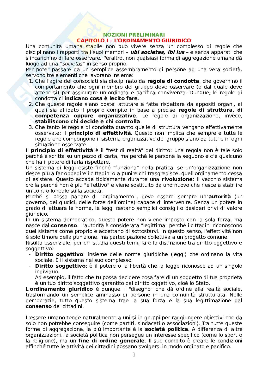 Riassunto esame Diritto privato I, Prof. Viciani Simona, libro consigliato Manuale di Diritto privato, ventisettesima edizione, Torrente, Schlesinger, Anelli Pag. 1