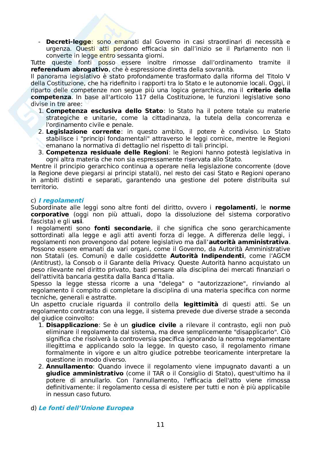 Riassunto esame Diritto privato I, Prof. Viciani Simona, libro consigliato Manuale di Diritto privato, ventisettesima edizione, Torrente, Schlesinger, Anelli Pag. 11