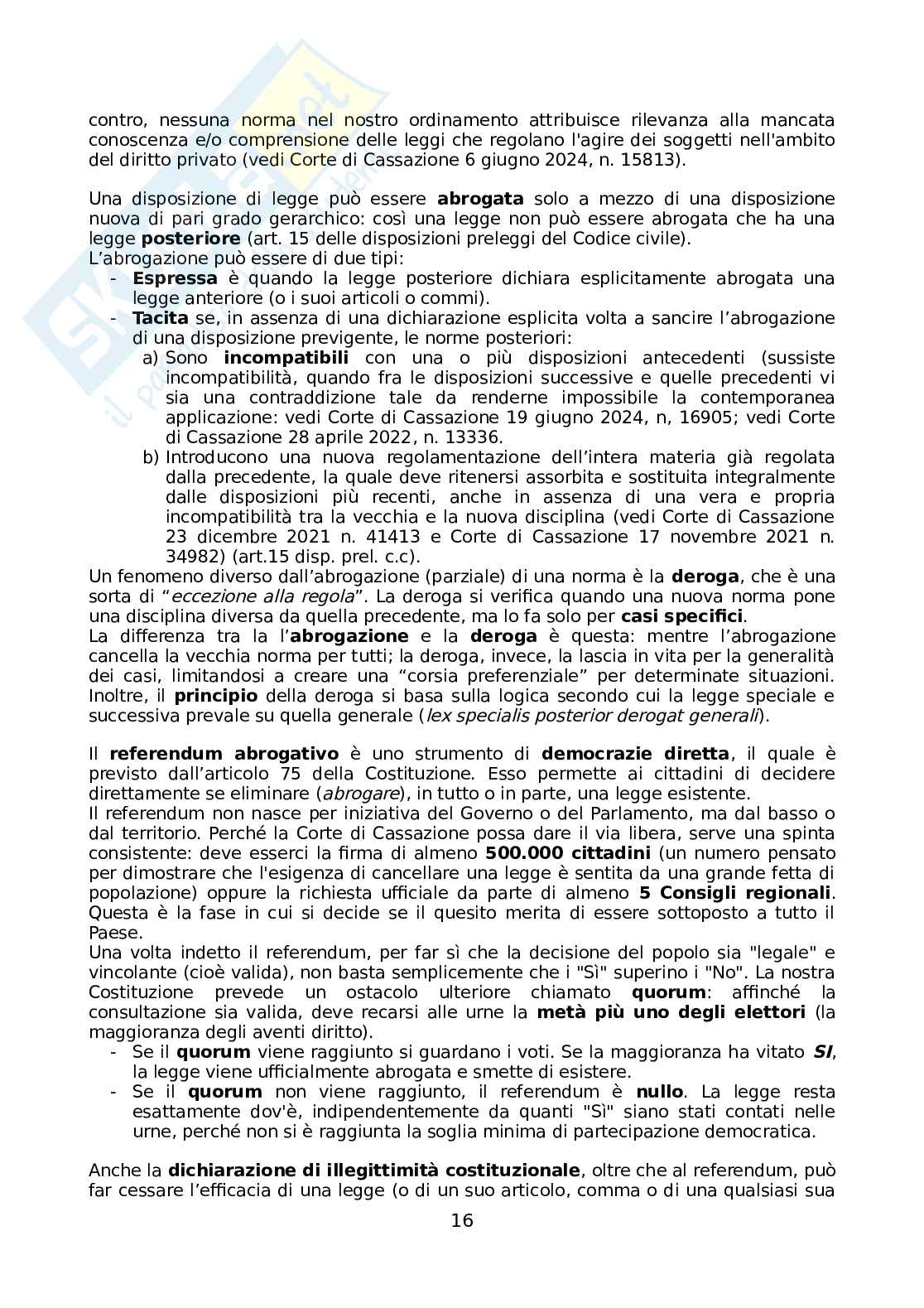 Riassunto esame Diritto privato I, Prof. Viciani Simona, libro consigliato Manuale di Diritto privato, ventisettesima edizione, Torrente, Schlesinger, Anelli Pag. 16