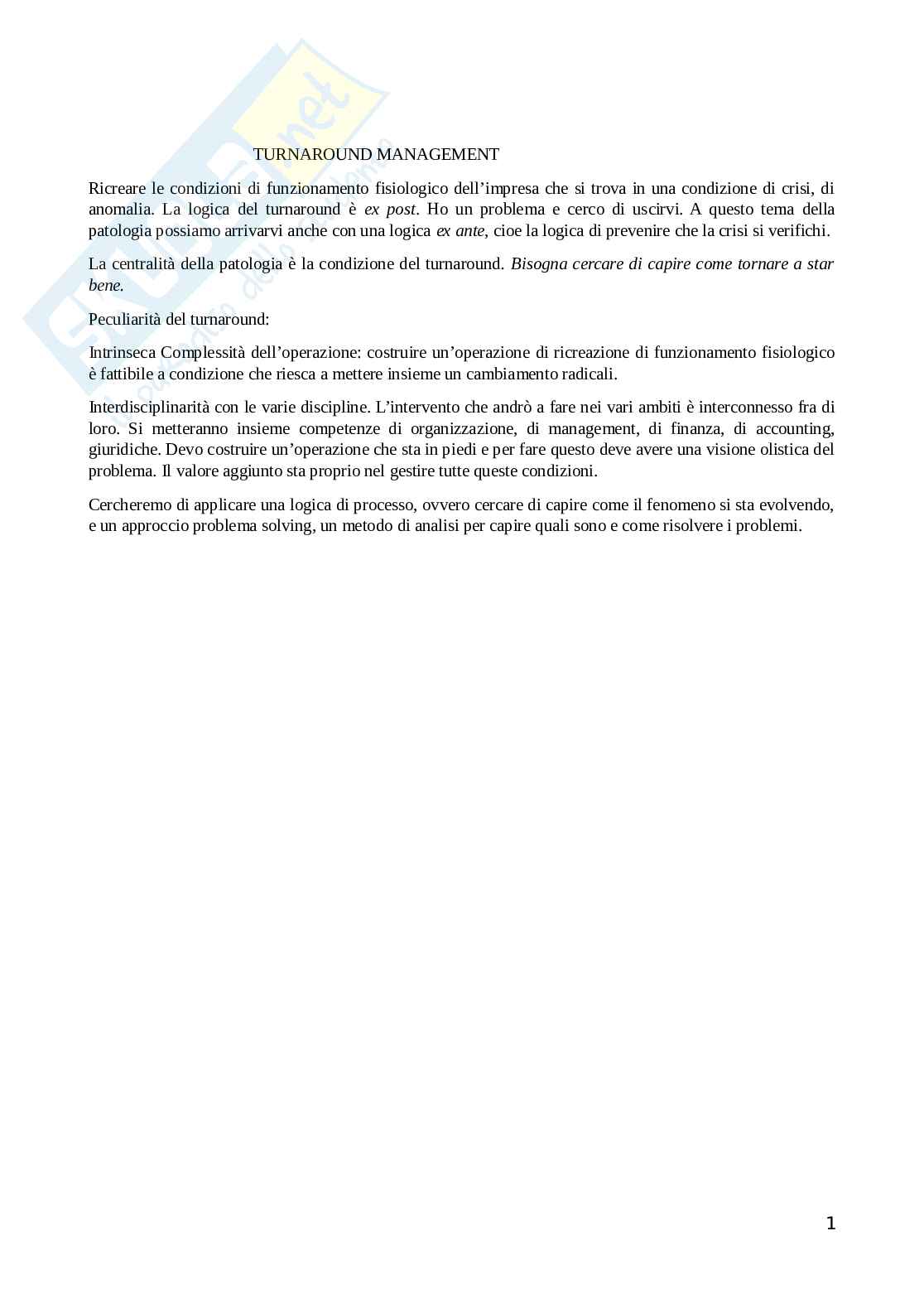 Turnaround management Pag. 1