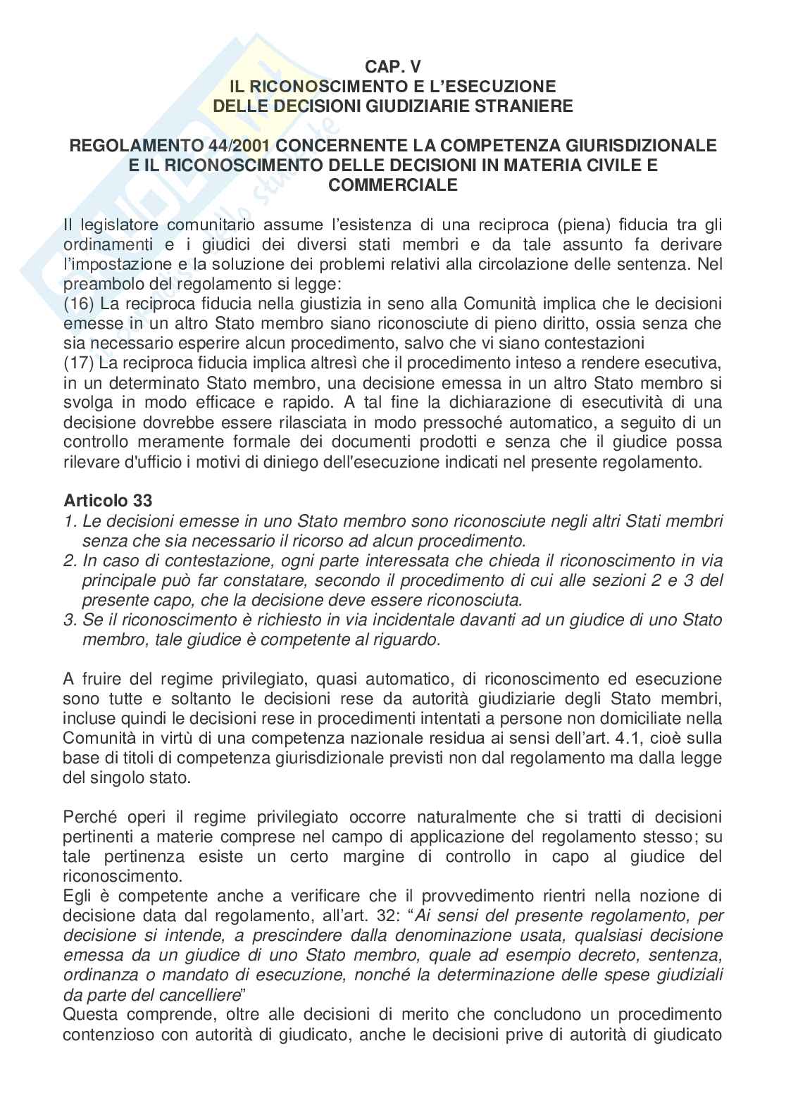 Riassunto esame Diritto internazionale privato e processuale, prof. Mosconi-Campiglio, libro consigliato Diritto internazionale privato e processuale. Parte generale e obbligazioni, Mosconi,Campiglio Pag. 46