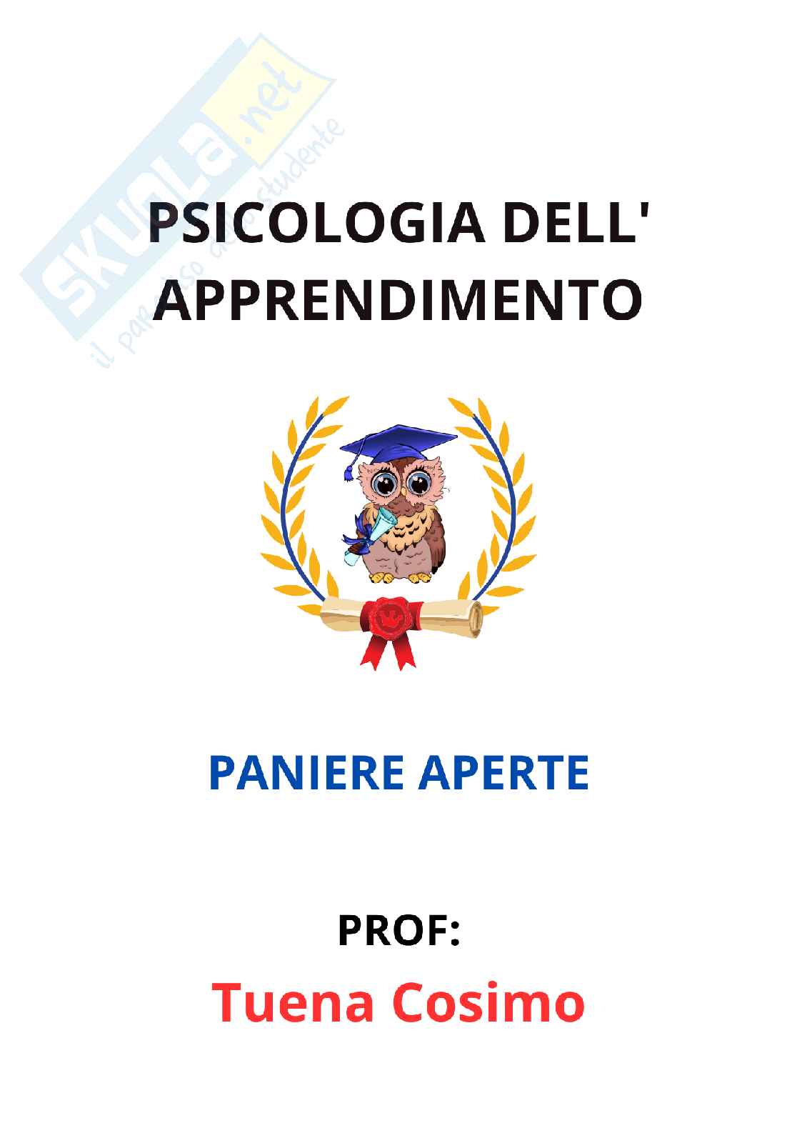 Paniere Psicologia dell'apprendimento - Risposte aperte - aggiornato (2026) Pag. 1