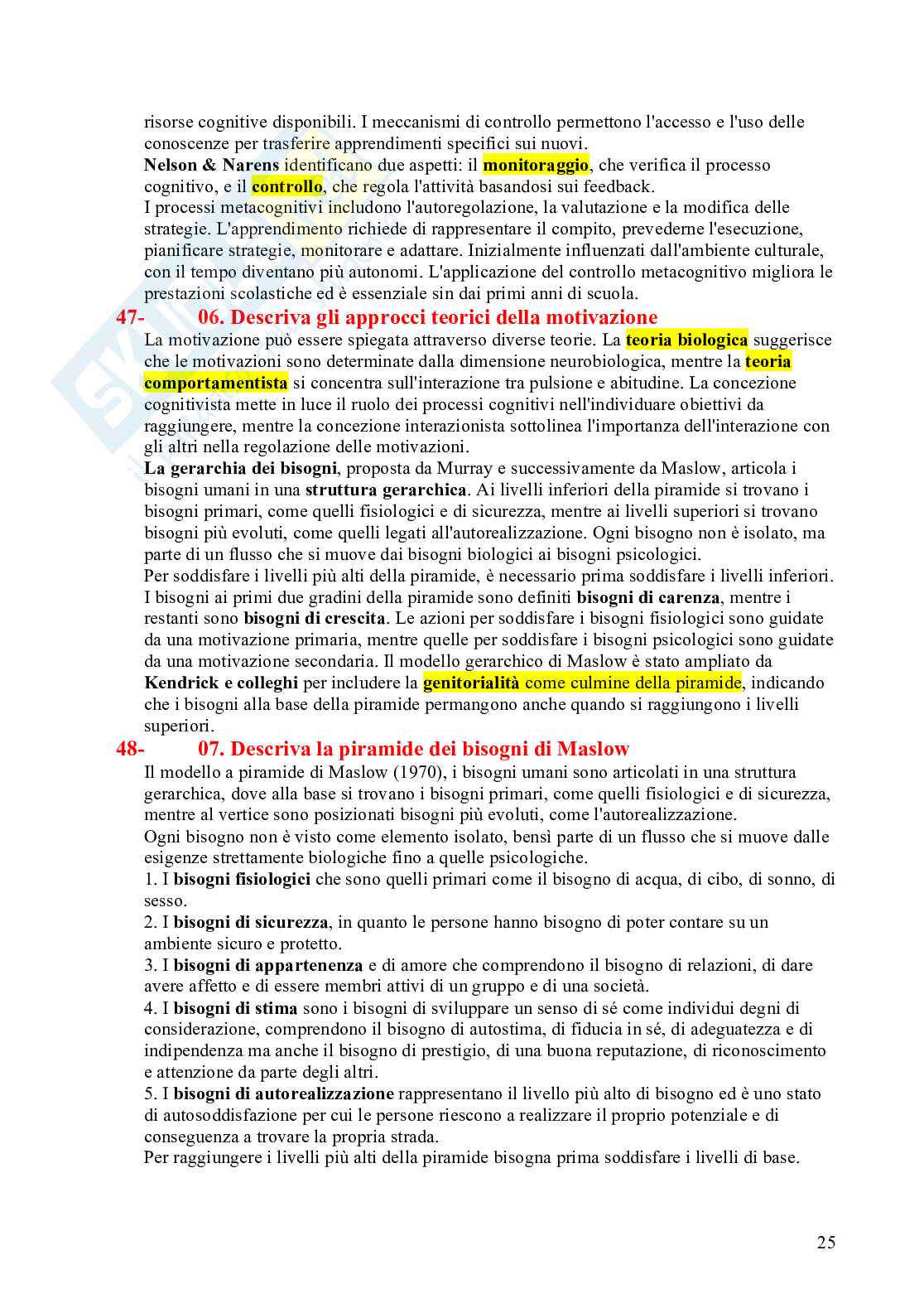 Paniere Psicologia dell'apprendimento - Risposte aperte - aggiornato (2026) Pag. 26